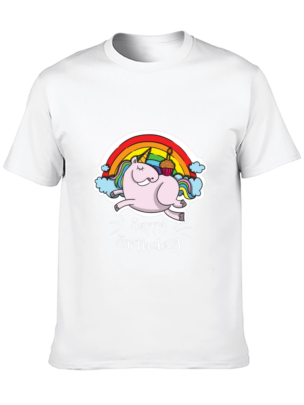 Unicorn Happy Birthday Black T-Shirt
