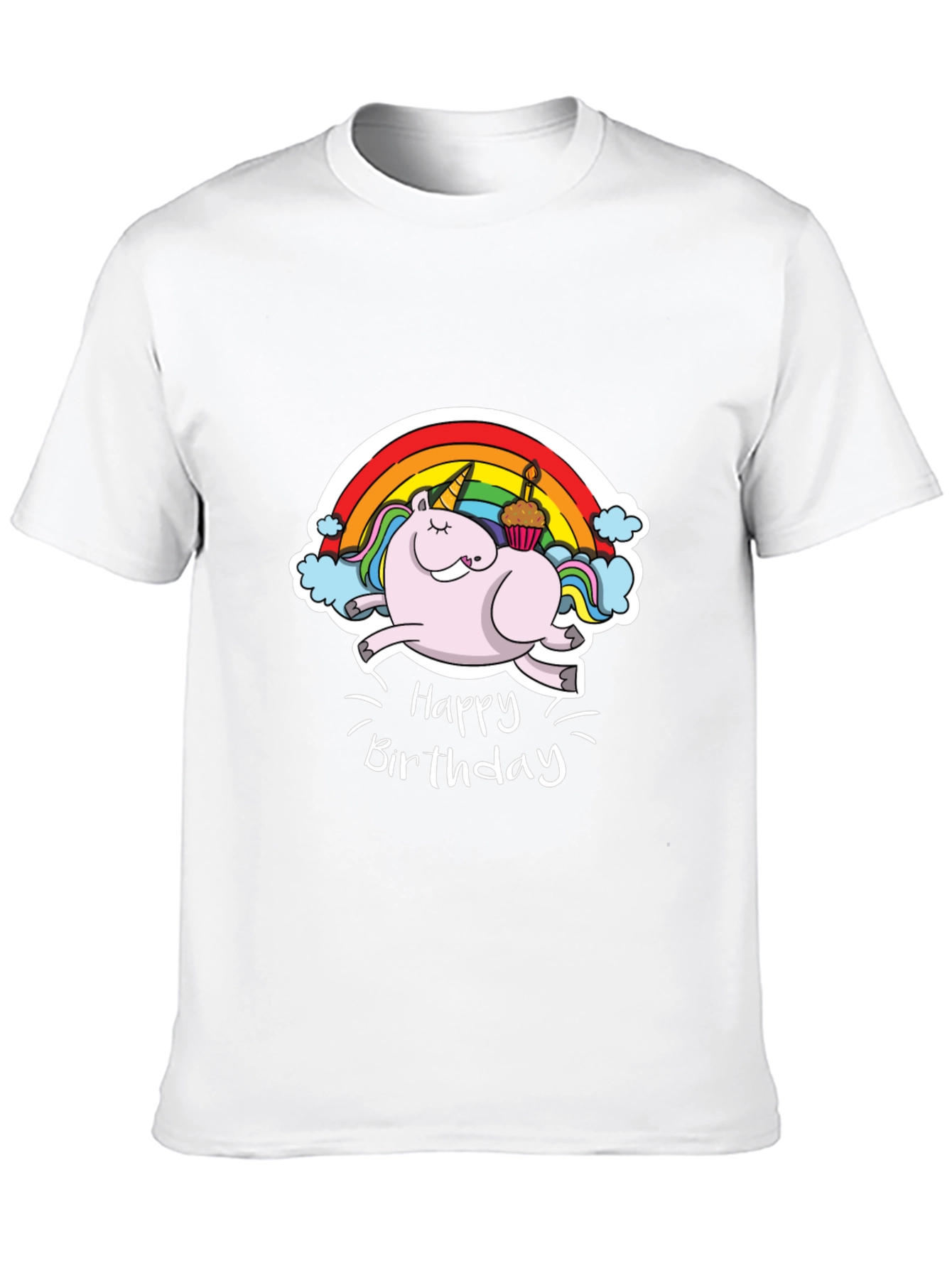 Unicorn Happy Birthday Black T-Shirt