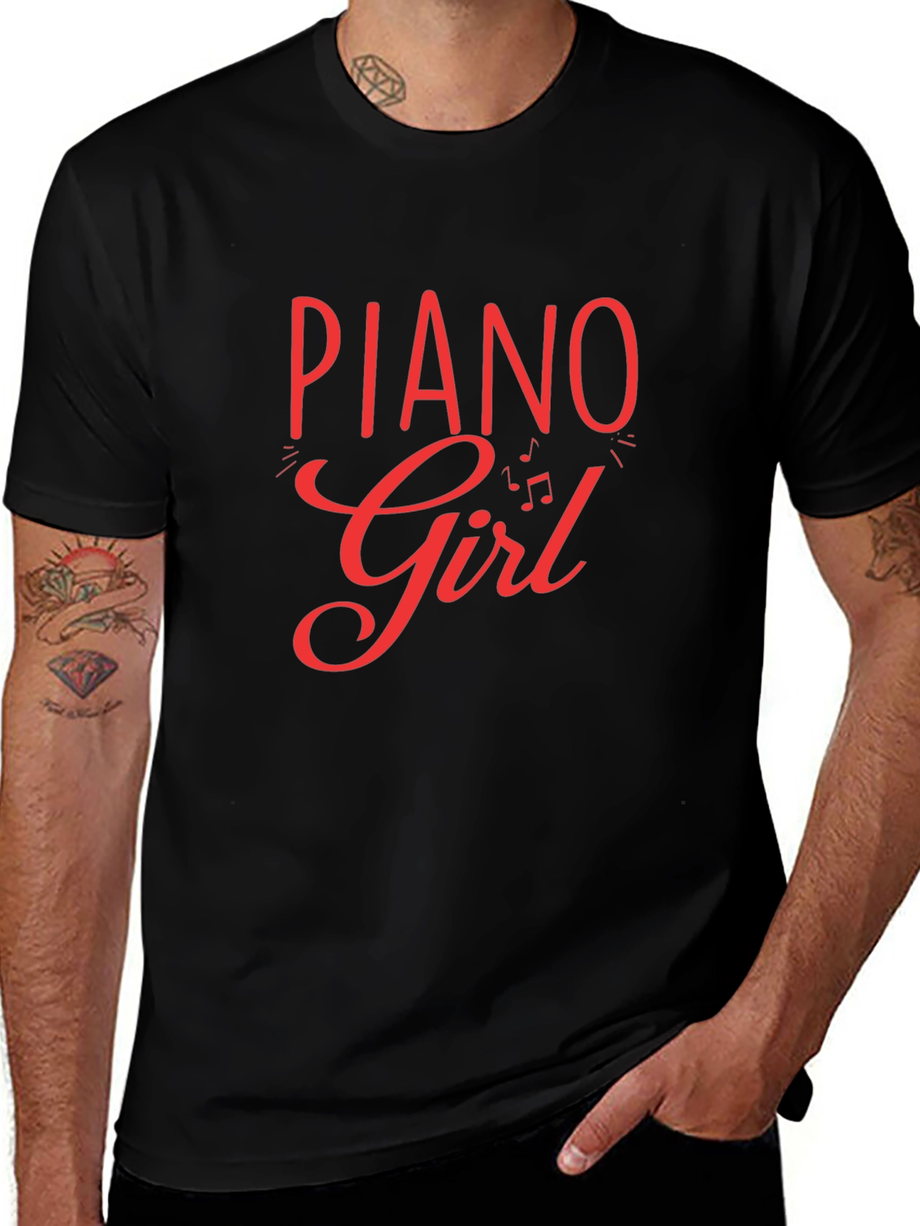 Piano Girl Black T-Shirt