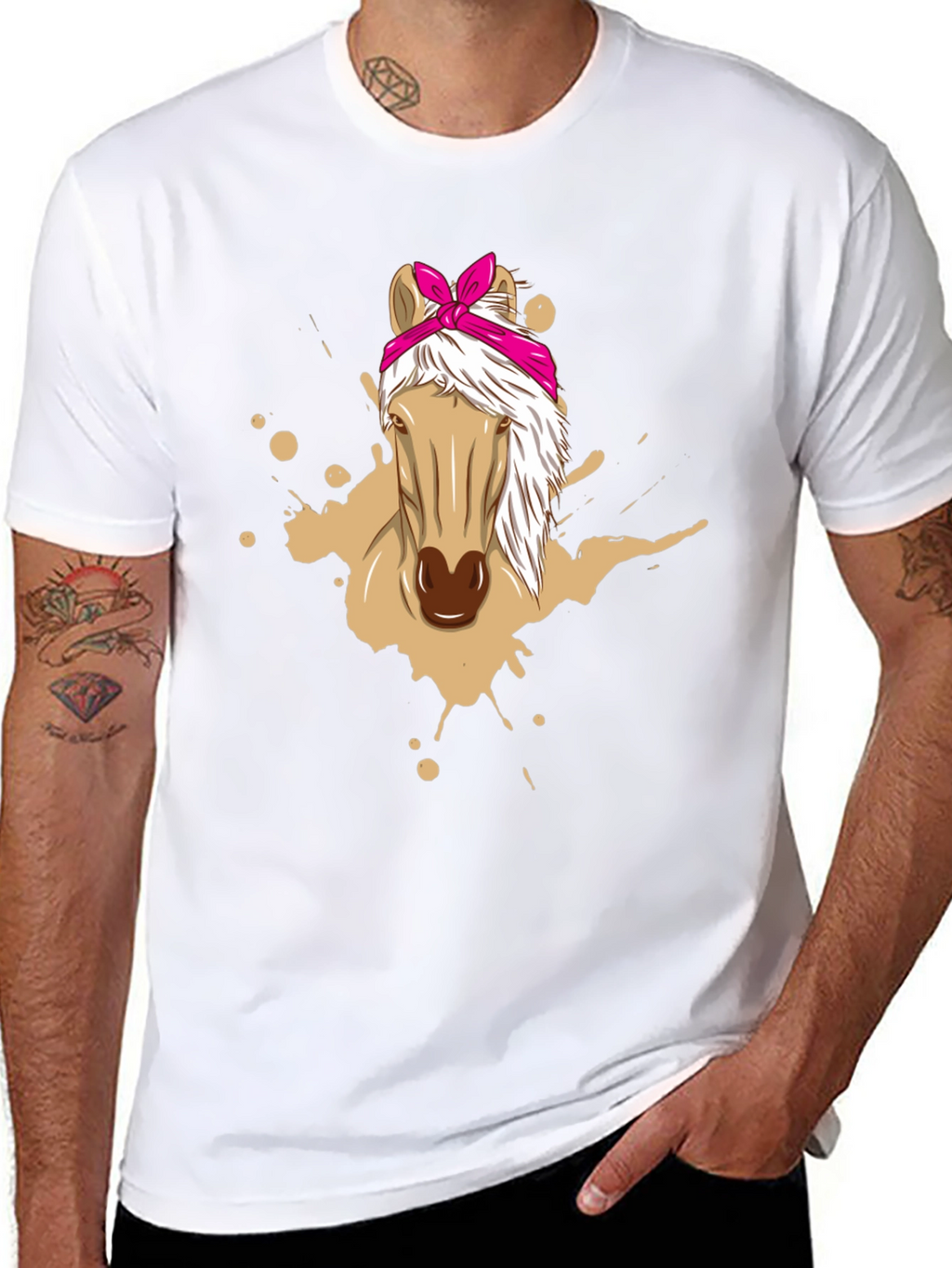 Horse Bandana Graphic Tee - Mens Black T-Shirt