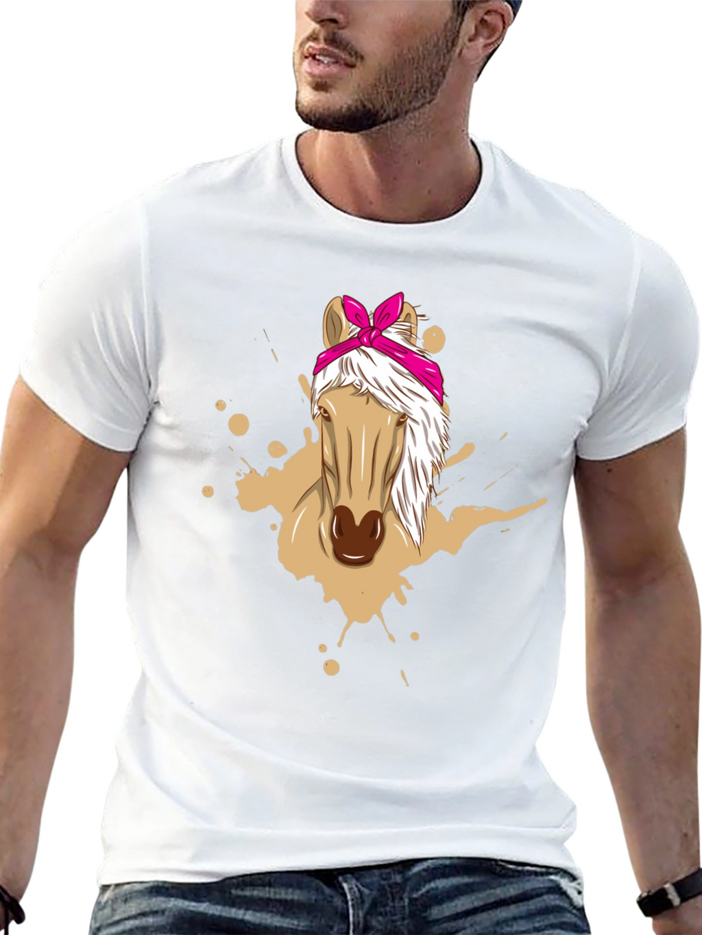 Horse Bandana Graphic Tee - Mens Black T-Shirt