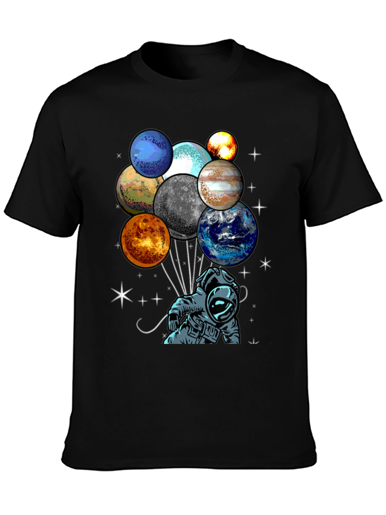 Astronaut Planet Balloons Graphic Tee
