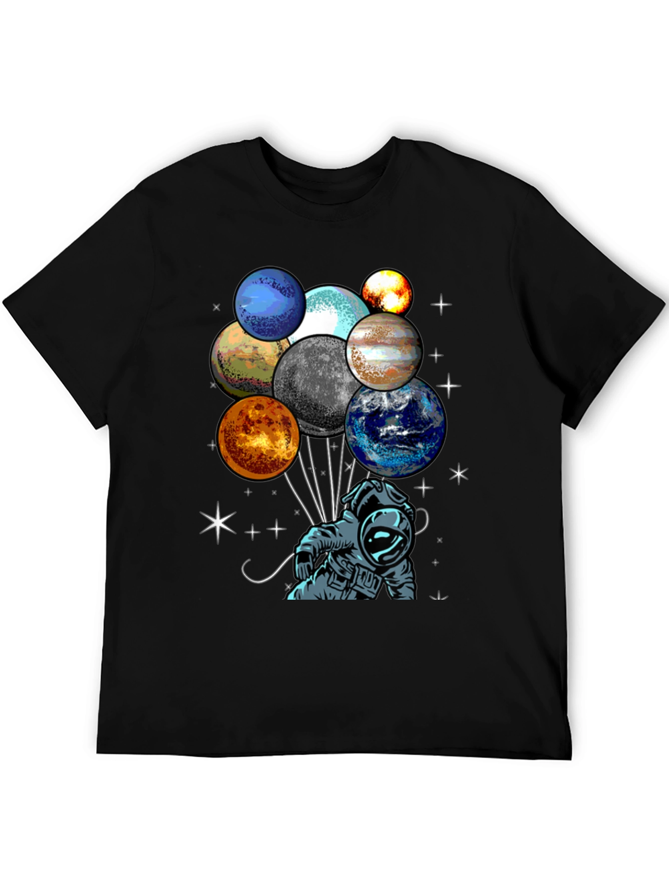Astronaut Planet Balloons Graphic Tee