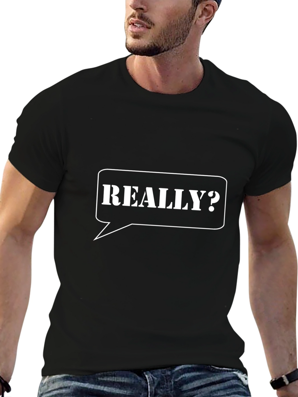 REALLY? Graphic Print Black T-Shirt