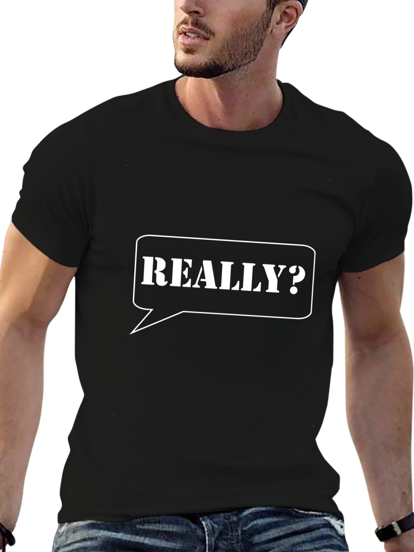 REALLY? Graphic Print Black T-Shirt