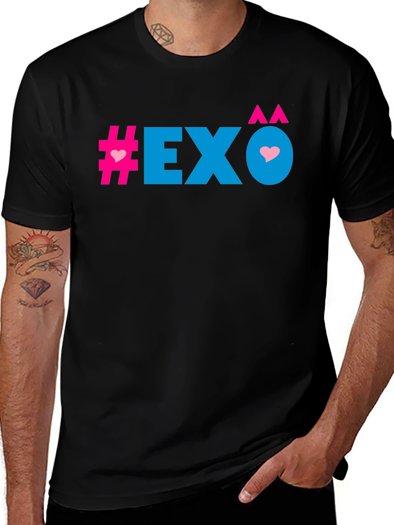 EXO Heart Graphic Black T-Shirt