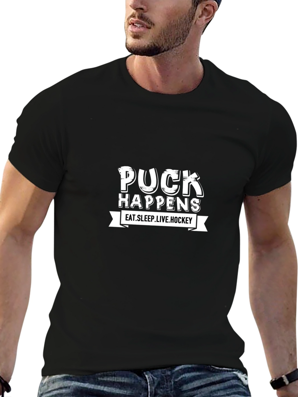 Puck Happens Hockey Graphic Tee