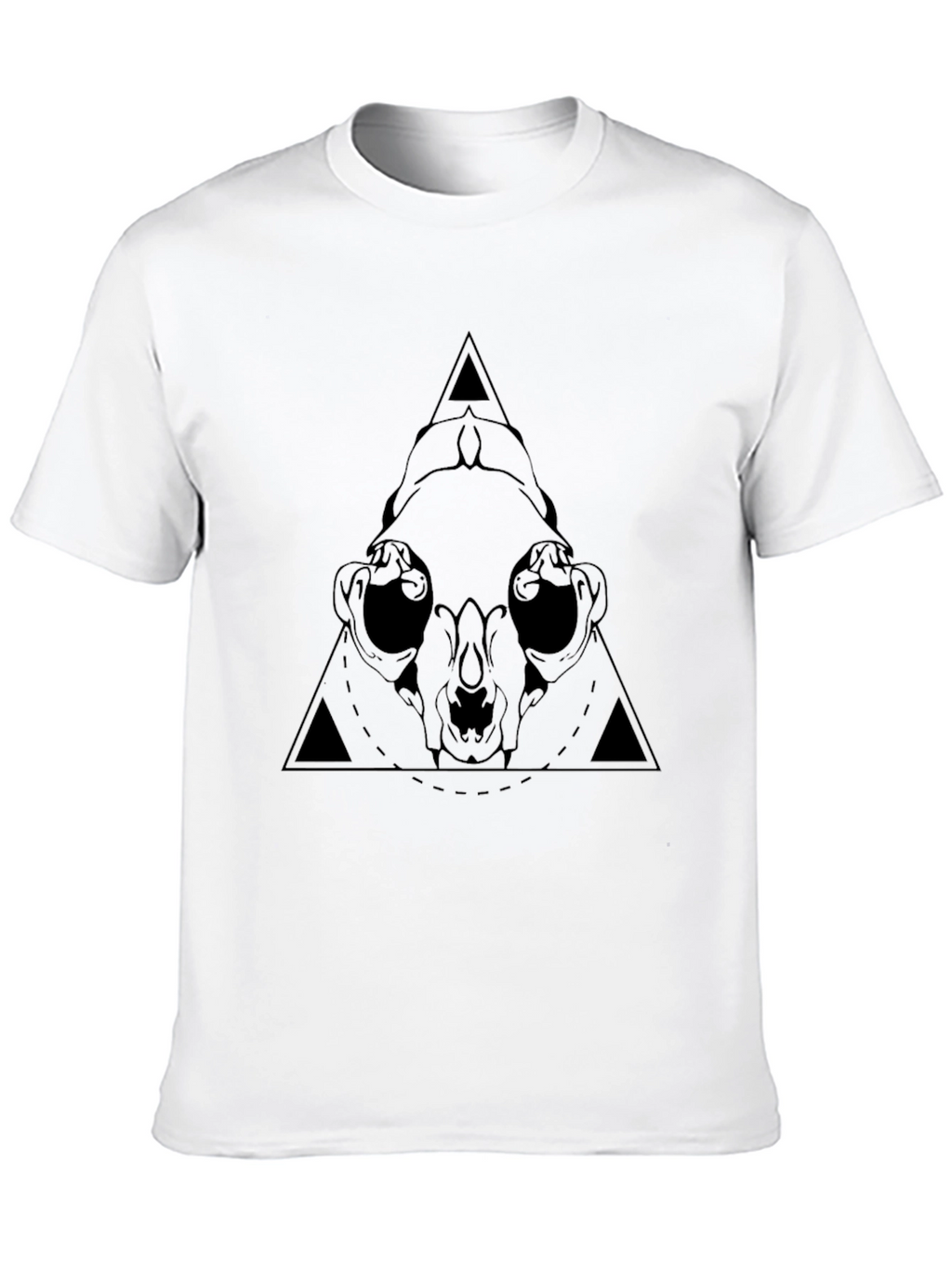 Geometric Skull Graphic Tee - Black Cotton T-Shirt