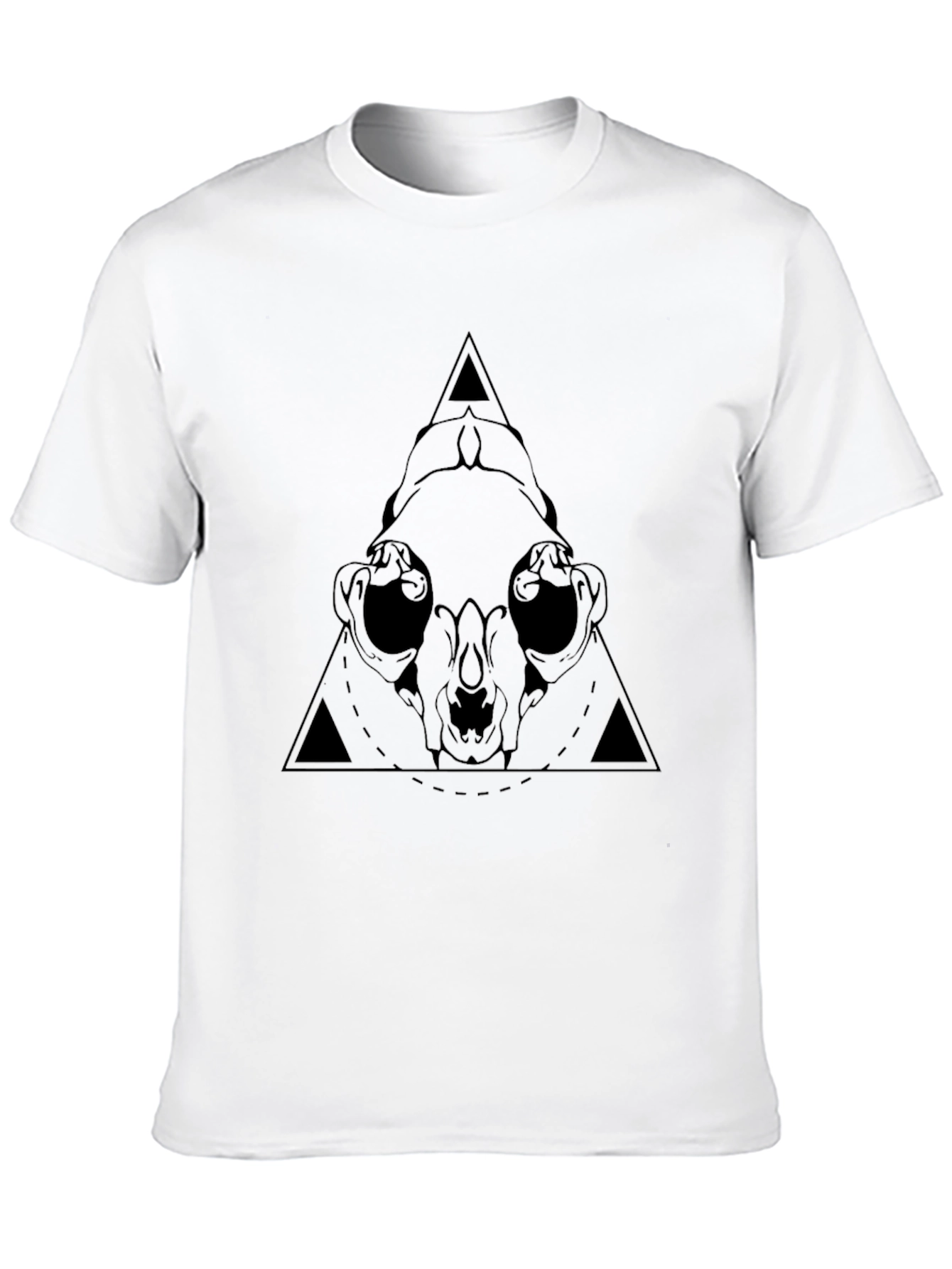 Geometric Skull Graphic Tee - Black Cotton T-Shirt
