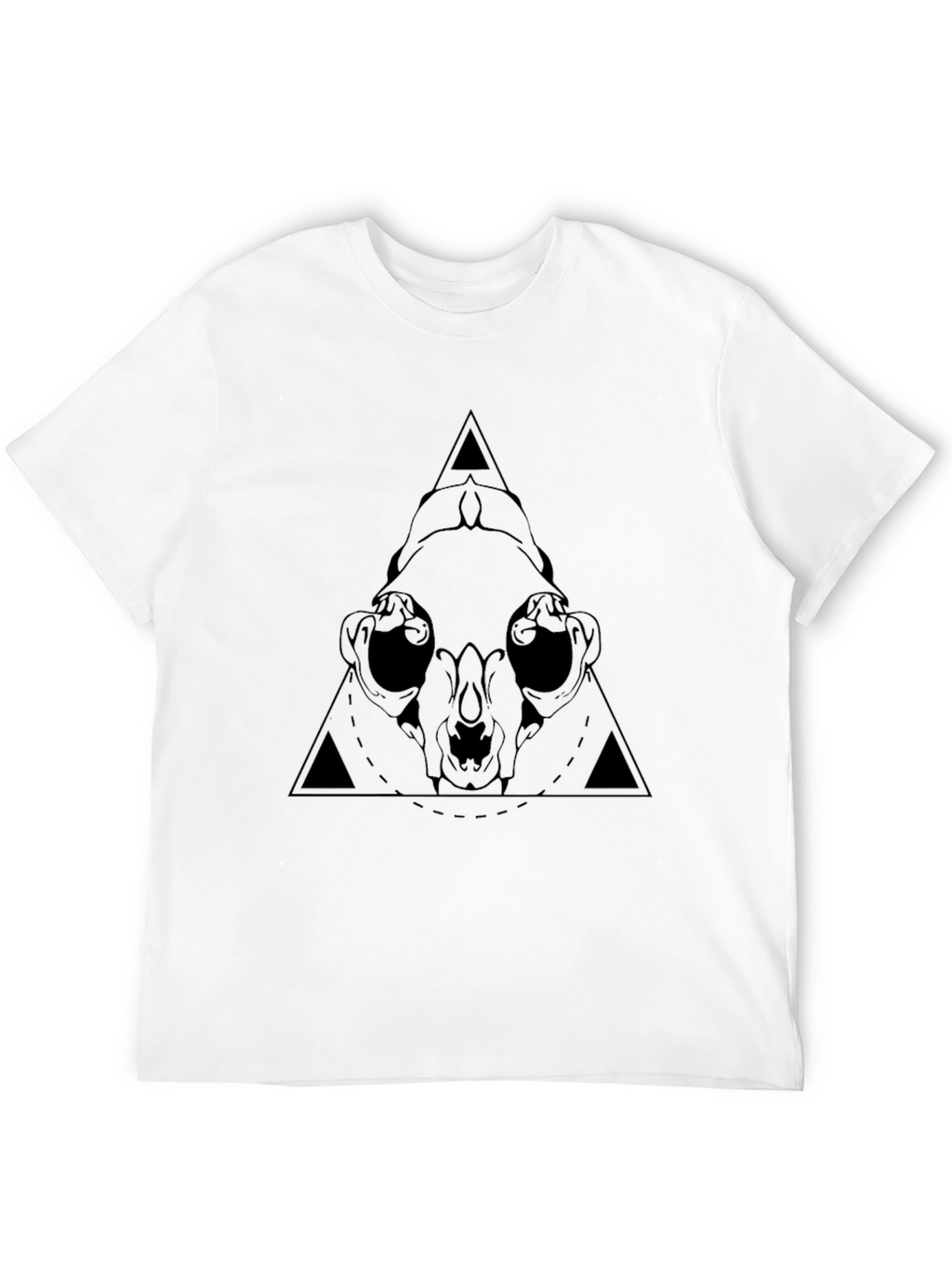 Geometric Skull Graphic Tee - Black Cotton T-Shirt