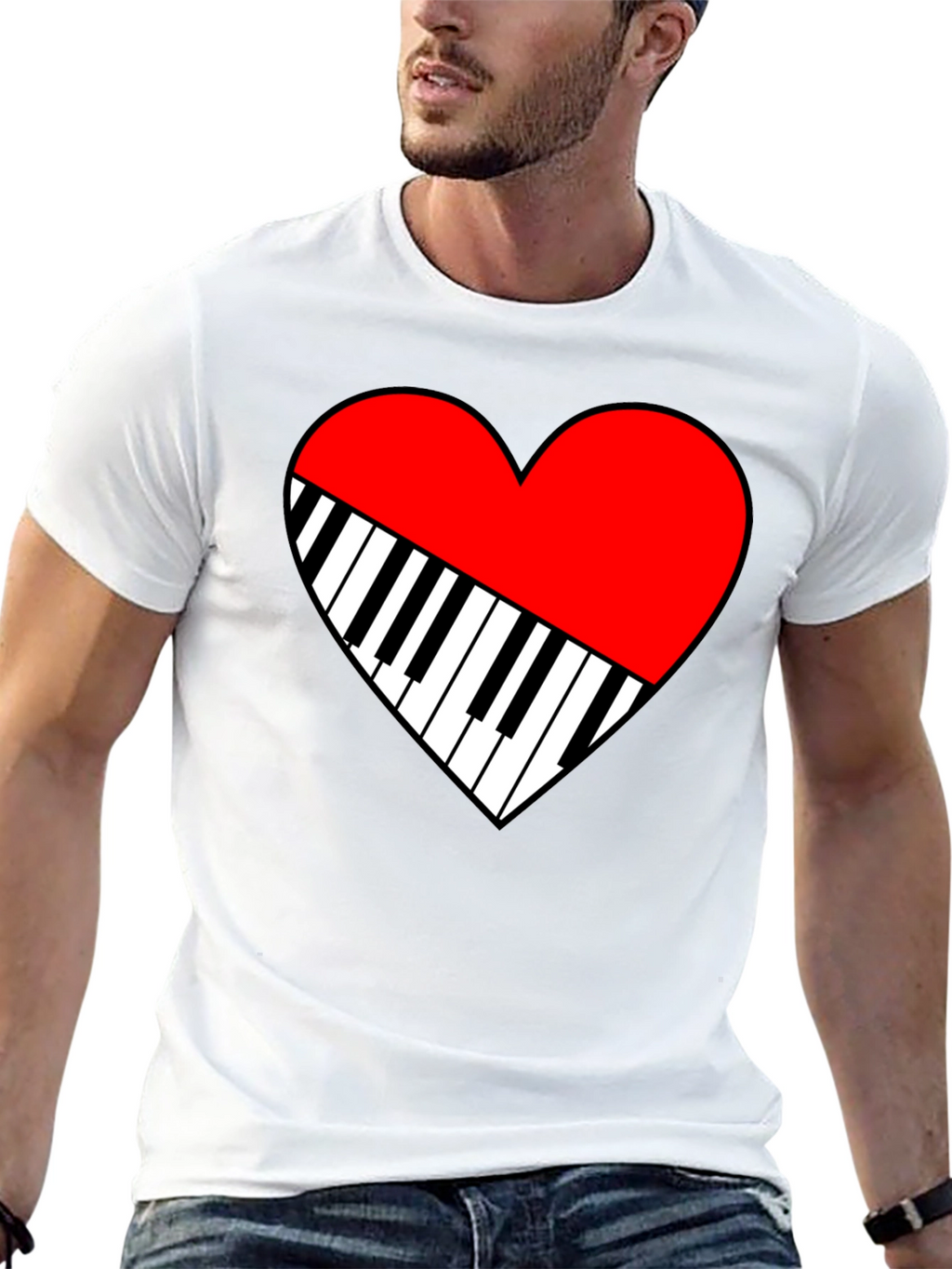 Piano Heart Graphic Tee - Music Lover T-Shirt