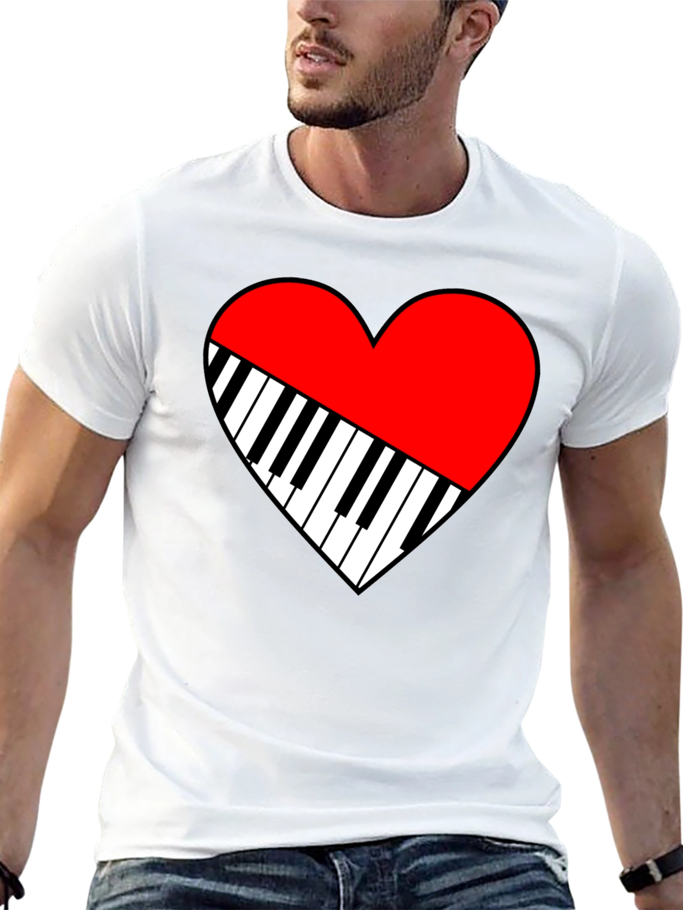 Piano Heart Graphic Tee - Music Lover T-Shirt