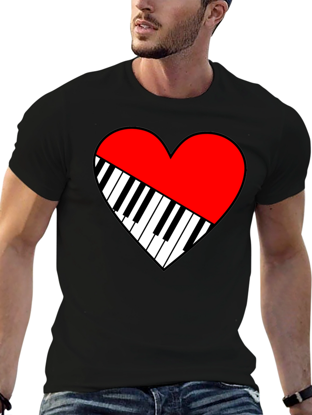 Piano Heart Graphic Tee - Music Lover T-Shirt