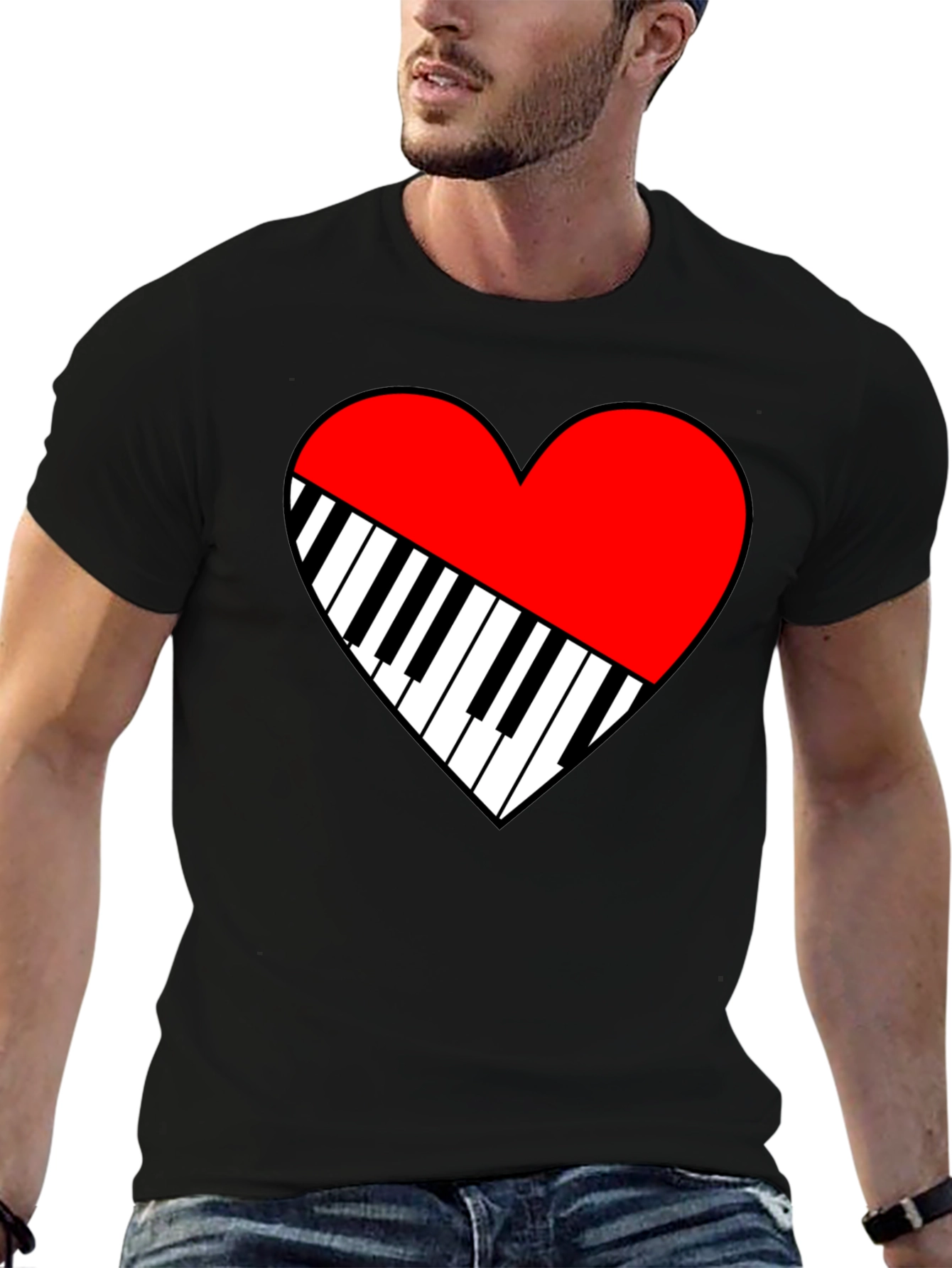 Piano Heart Graphic Tee - Music Lover T-Shirt