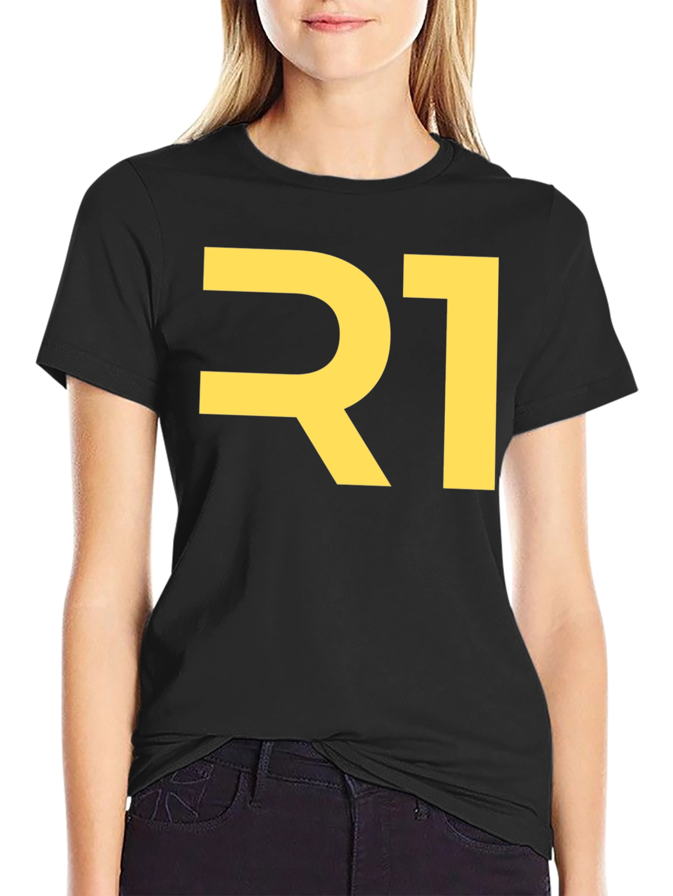Bold R1 Graphic T-Shirt - Black Cotton Tee