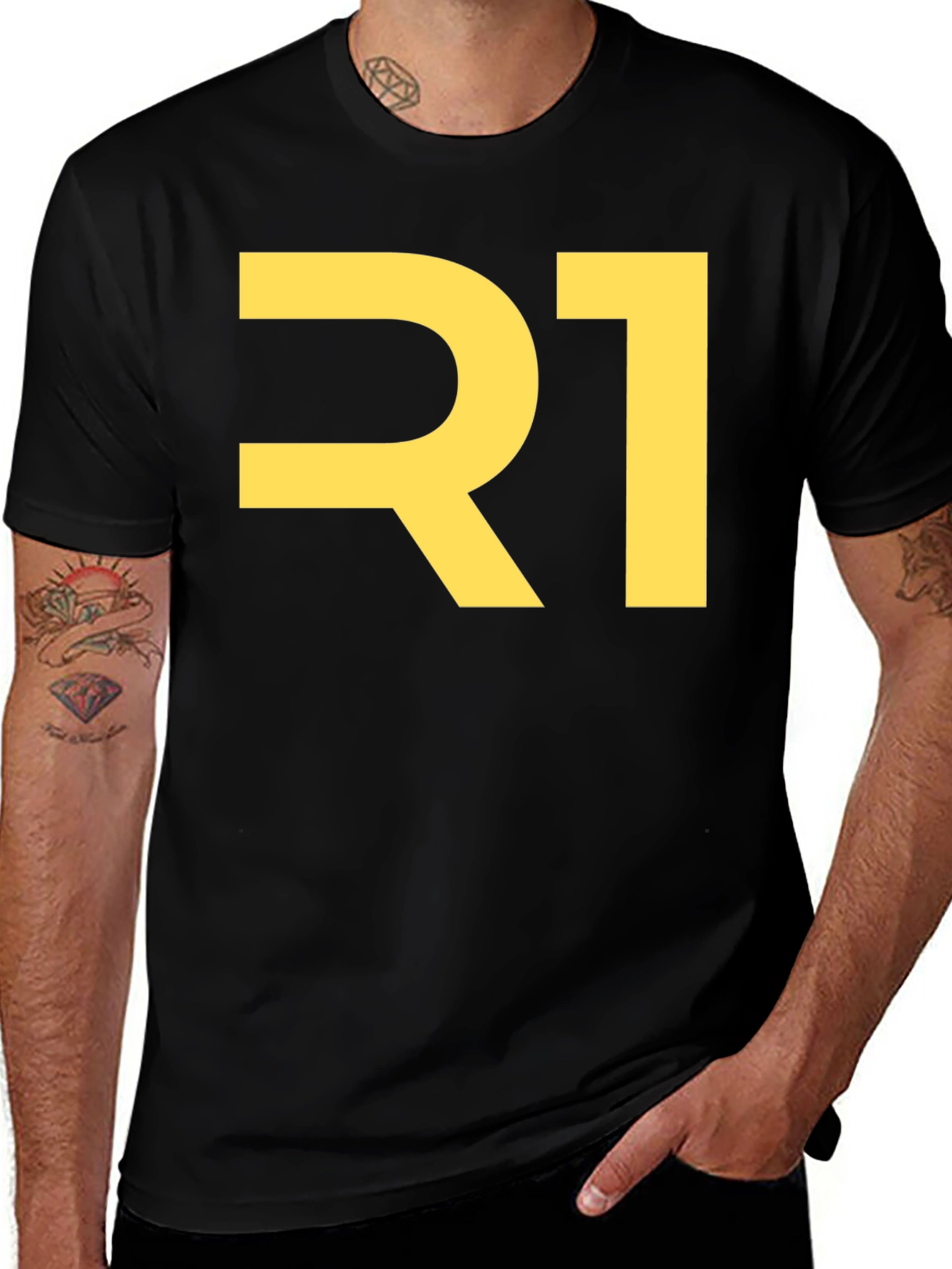 Bold R1 Graphic T-Shirt - Black Cotton Tee