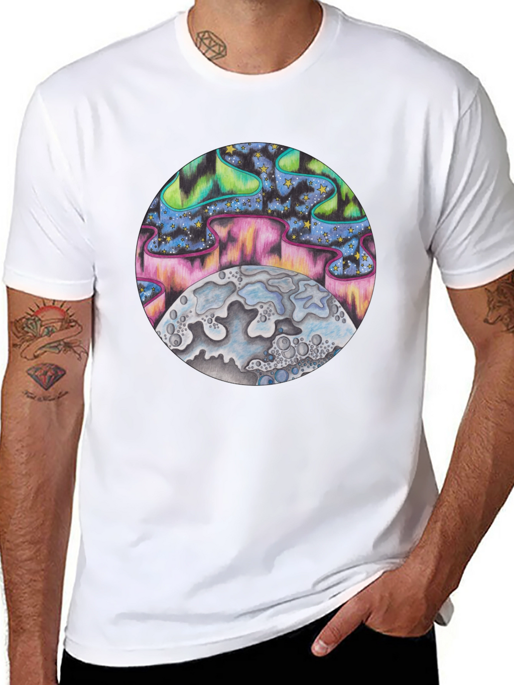 Aurora Moon Graphic Tee - Black