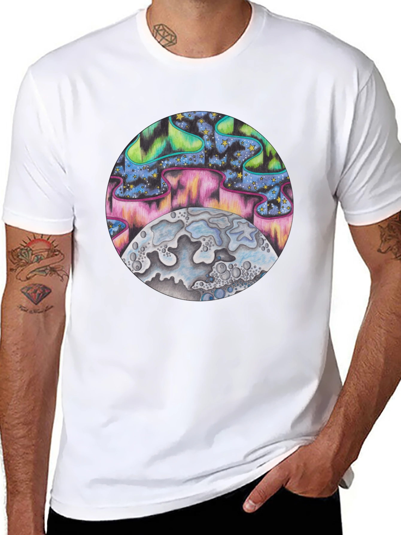 Aurora Moon Graphic Tee - Black