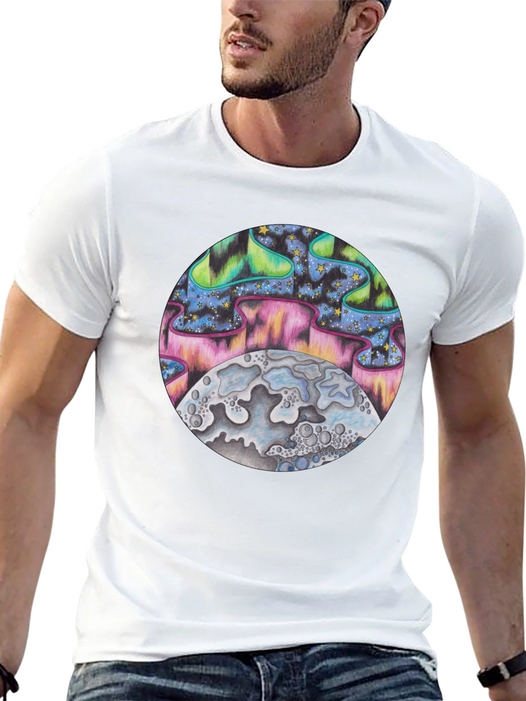 Aurora Moon Graphic Tee - Black