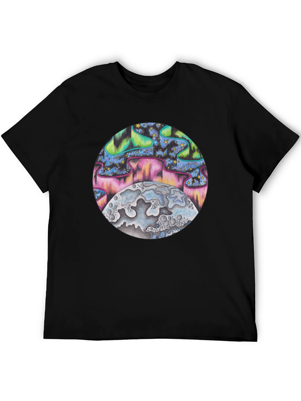 Aurora Moon Graphic Tee - Black
