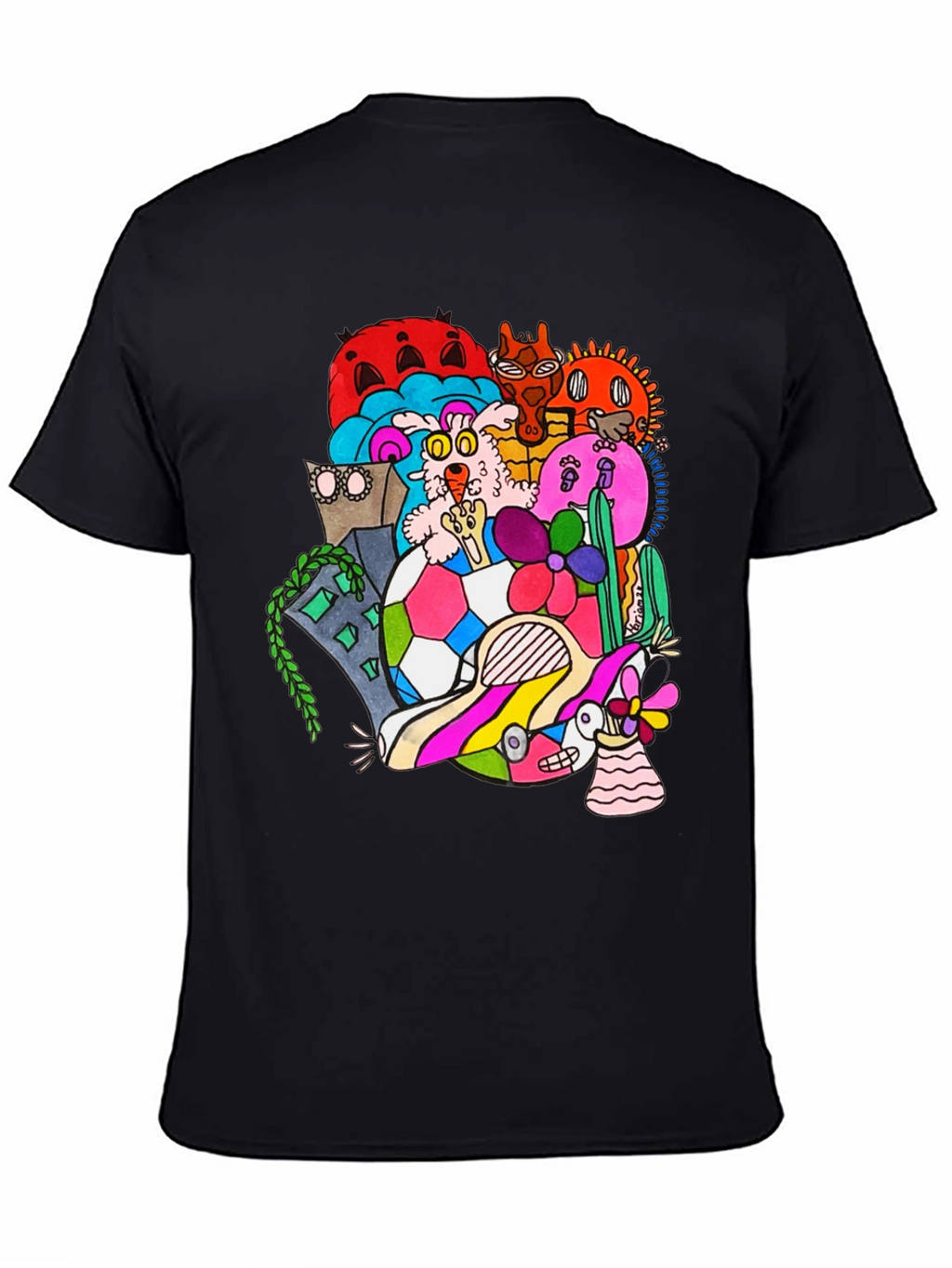 Funky Doodle Graphic Tee - Black Casual T-Shirt
