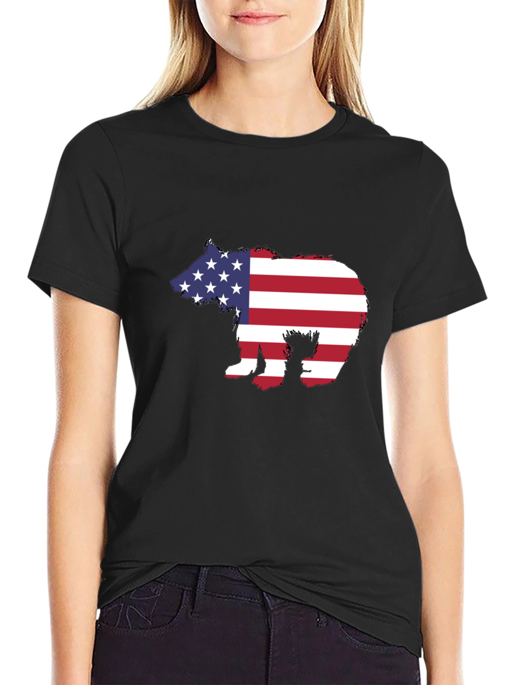 American Flag Bear Graphic Tee - Patriotic T-Shirt
