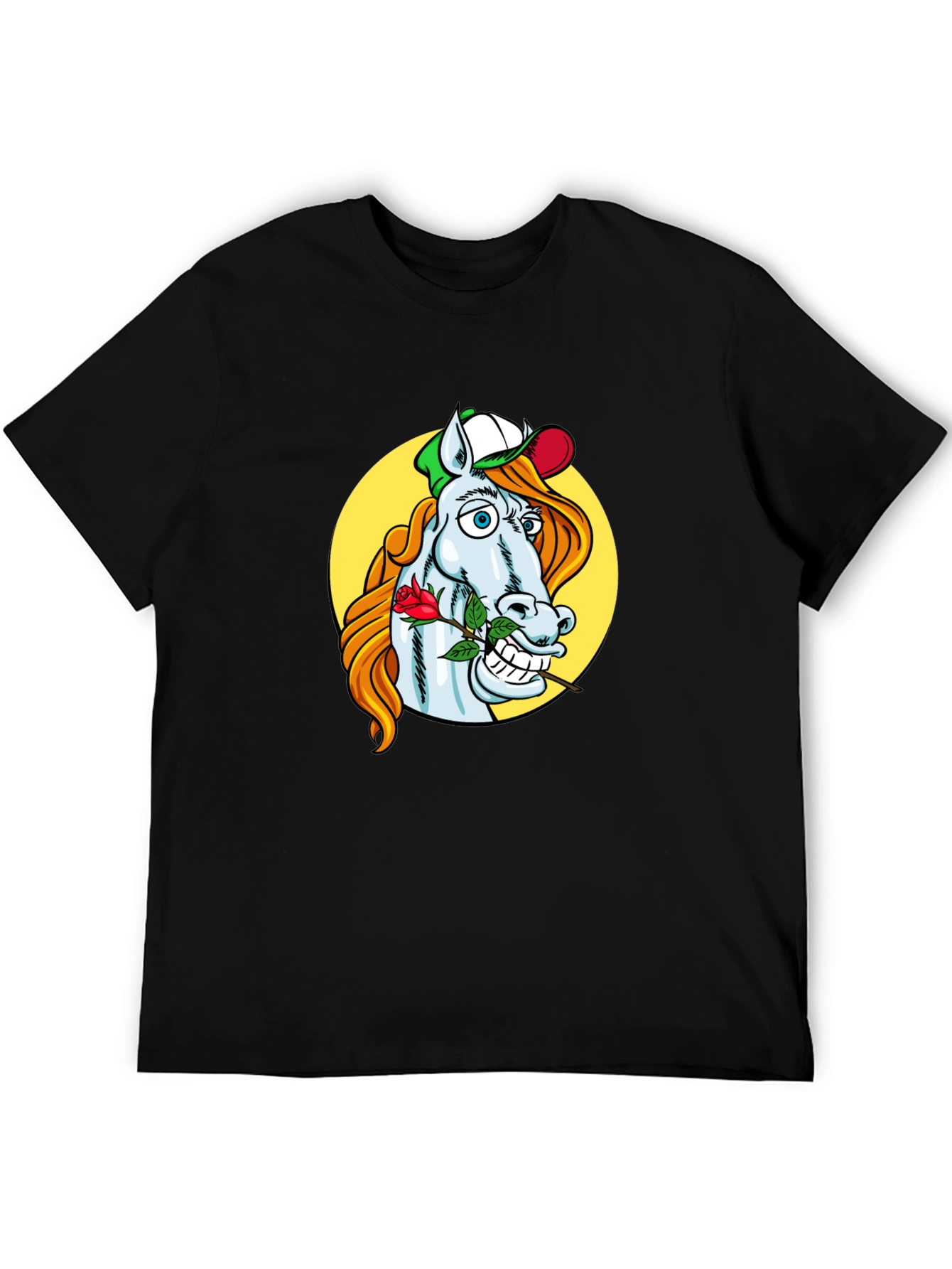 Funny Horse Graphic Tee - Black