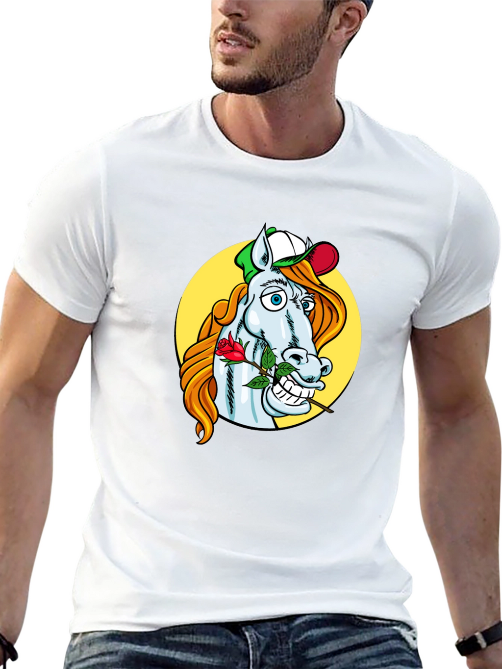 Funny Horse Graphic Tee - Black