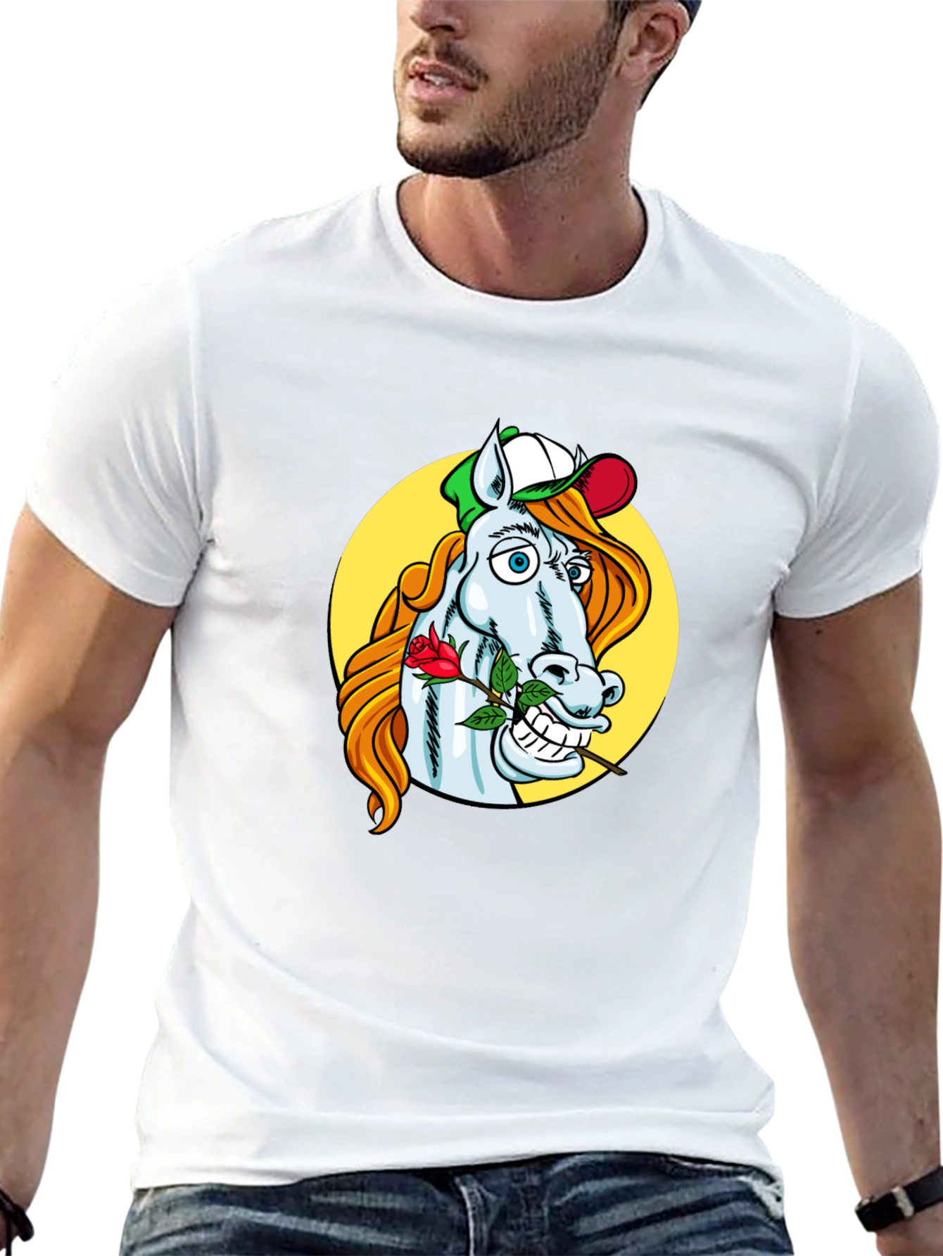 Funny Horse Graphic Tee - Black