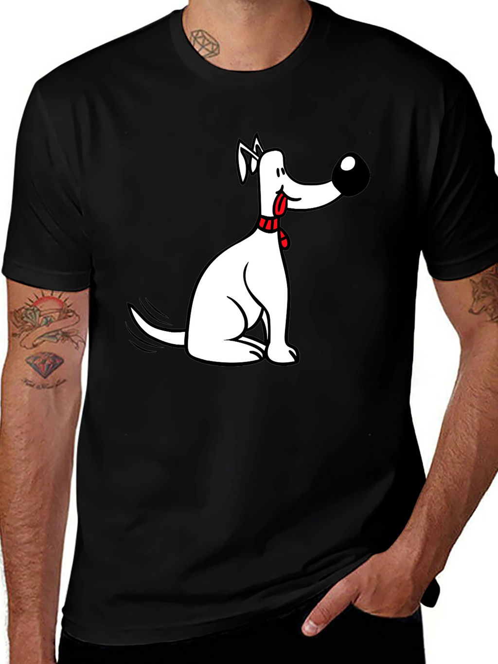 Funny Dog Graphic Black Tee