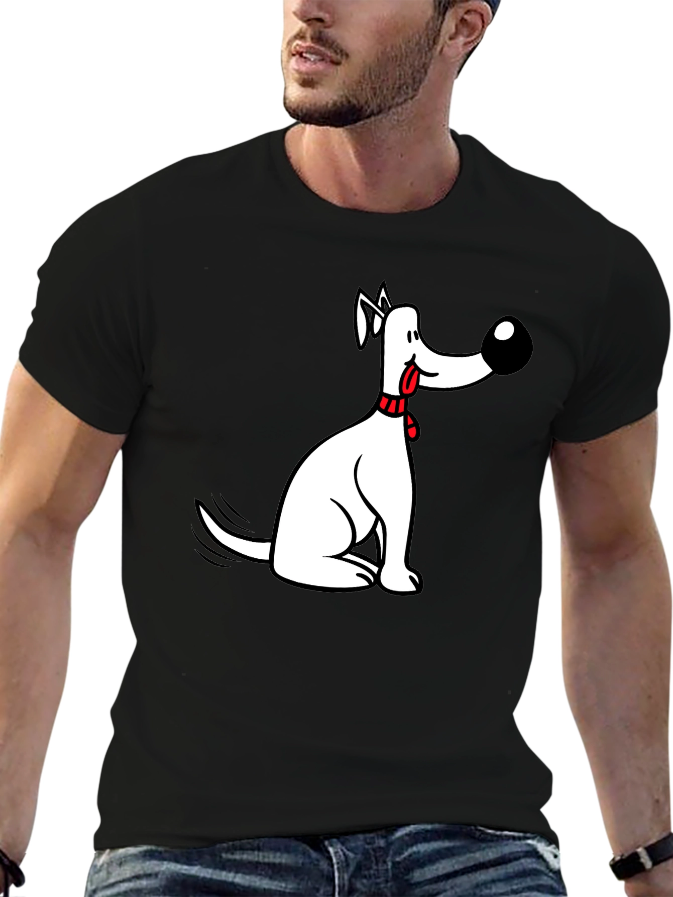 Funny Dog Graphic Black Tee