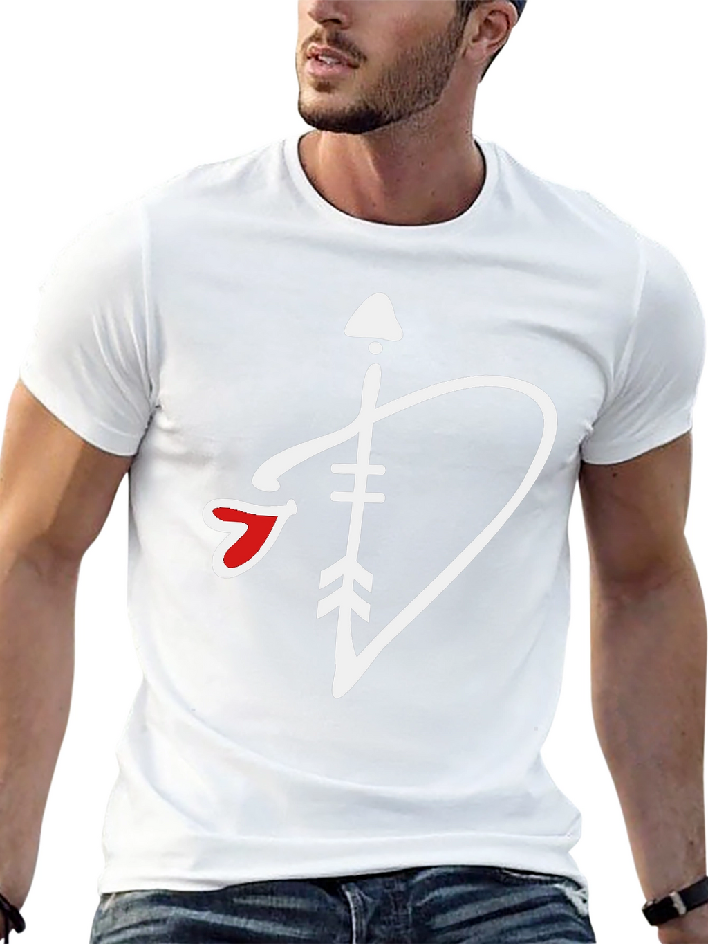 Arrow Heart Graphic Tee - Black Cotton T-Shirt