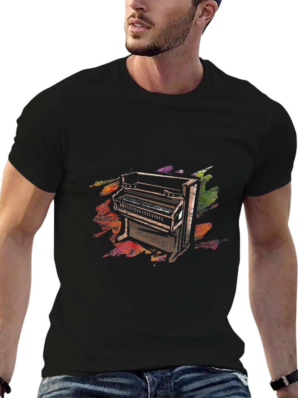 Piano Keys Graphic Tee - Unisex Black T-Shirt