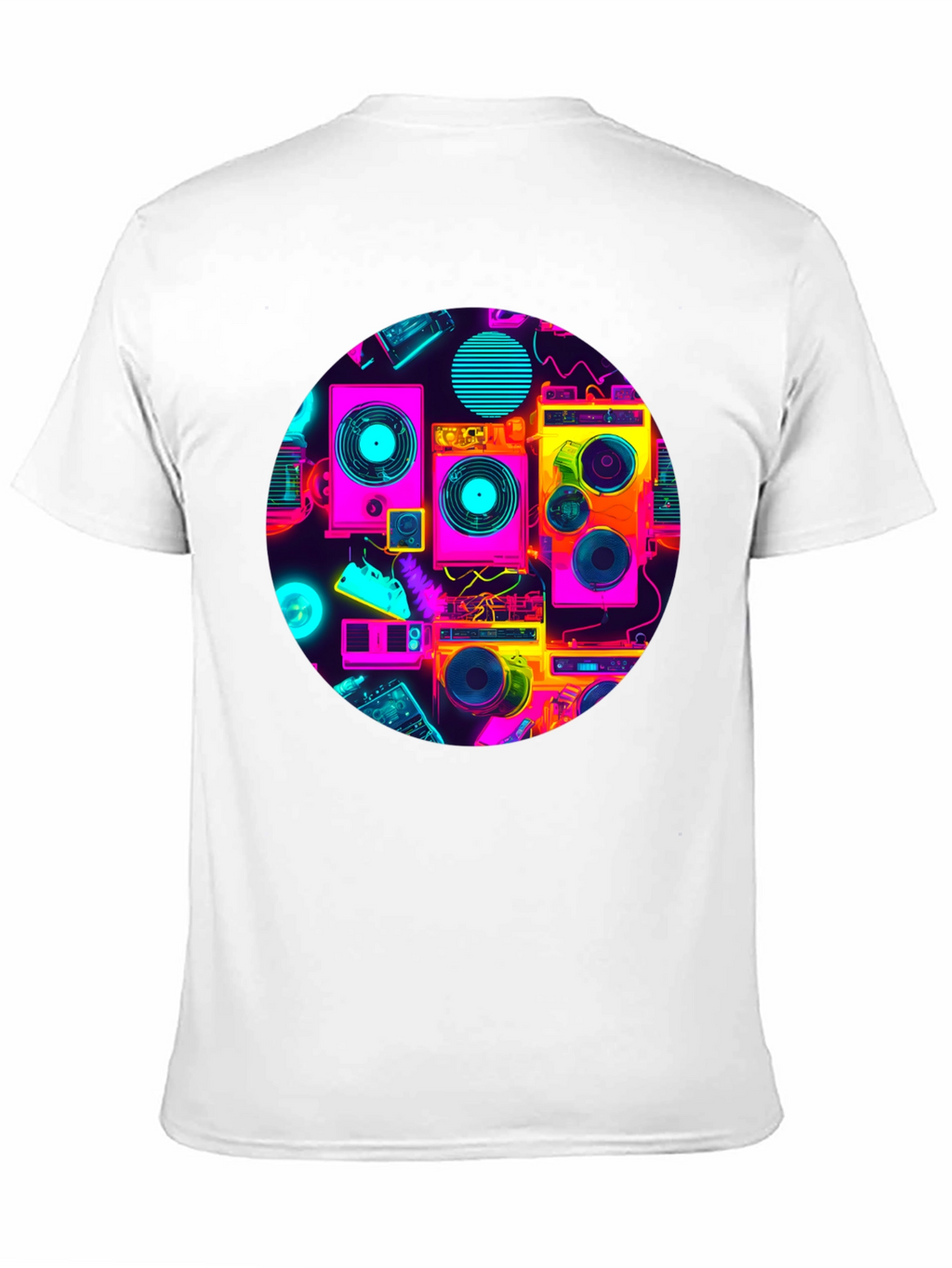 Retro Radio Print Black T-Shirt