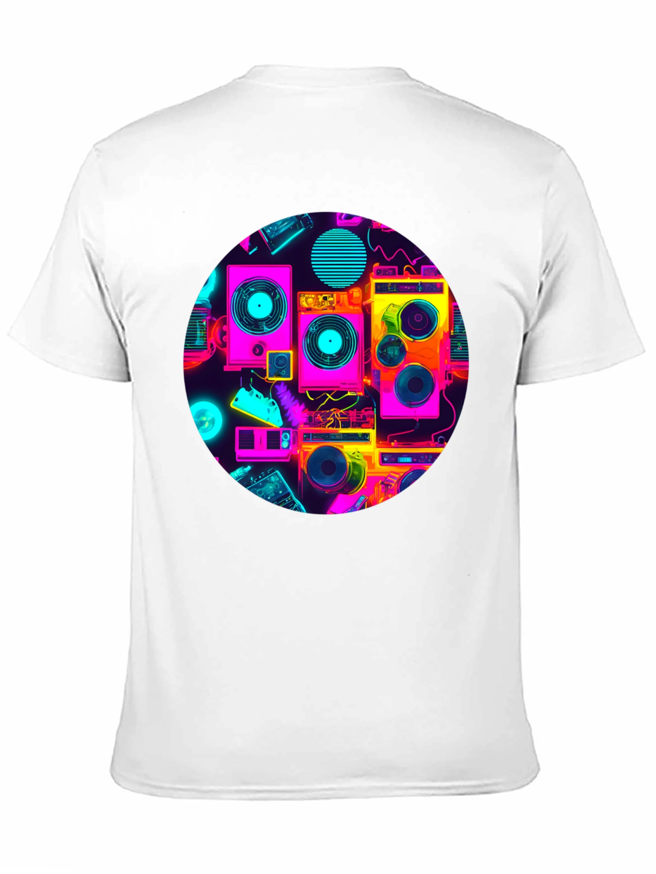 Retro Radio Print Black T-Shirt