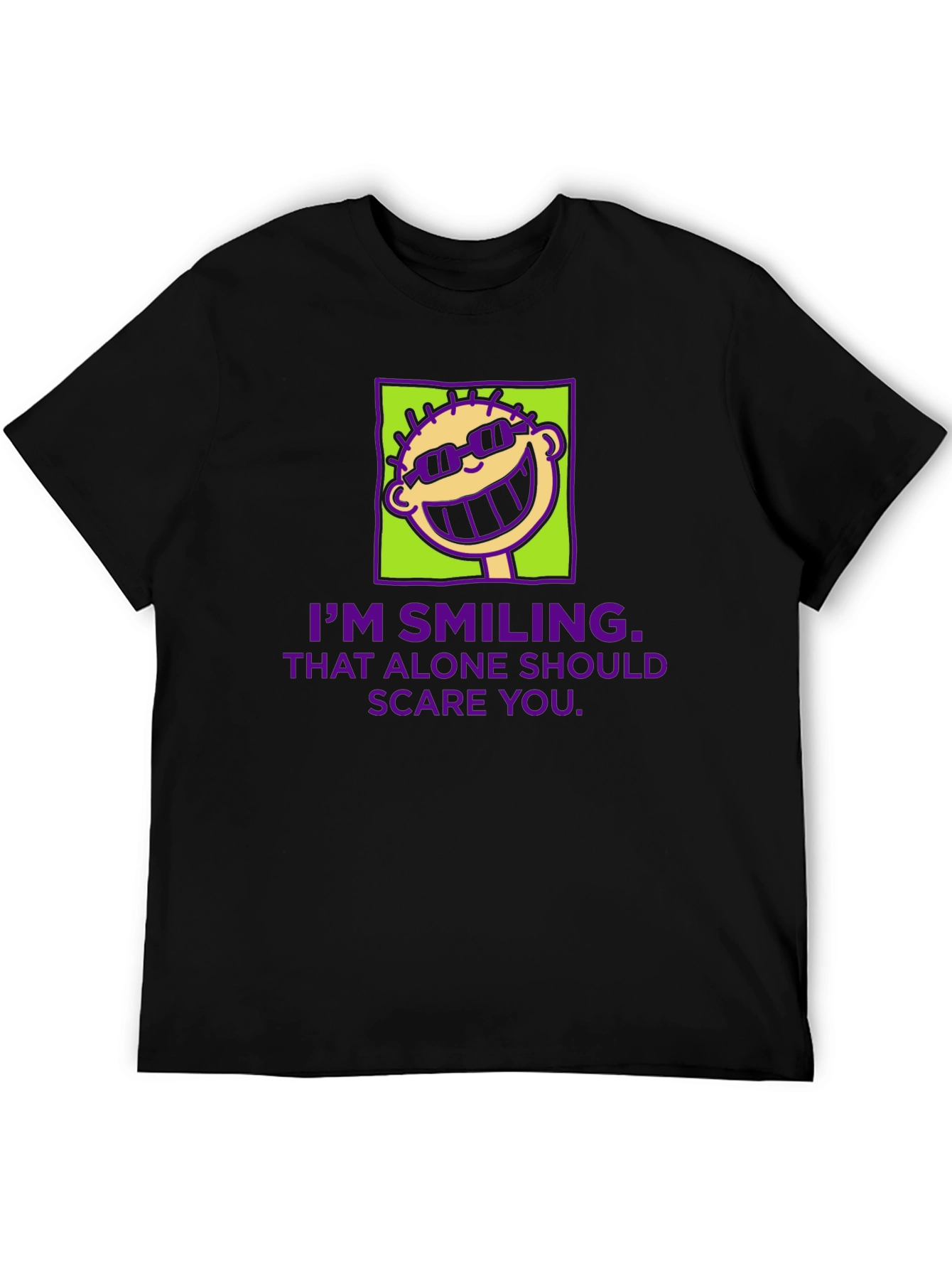 Smiling Face Graphic Tee - Funny Sarcastic T-Shirt