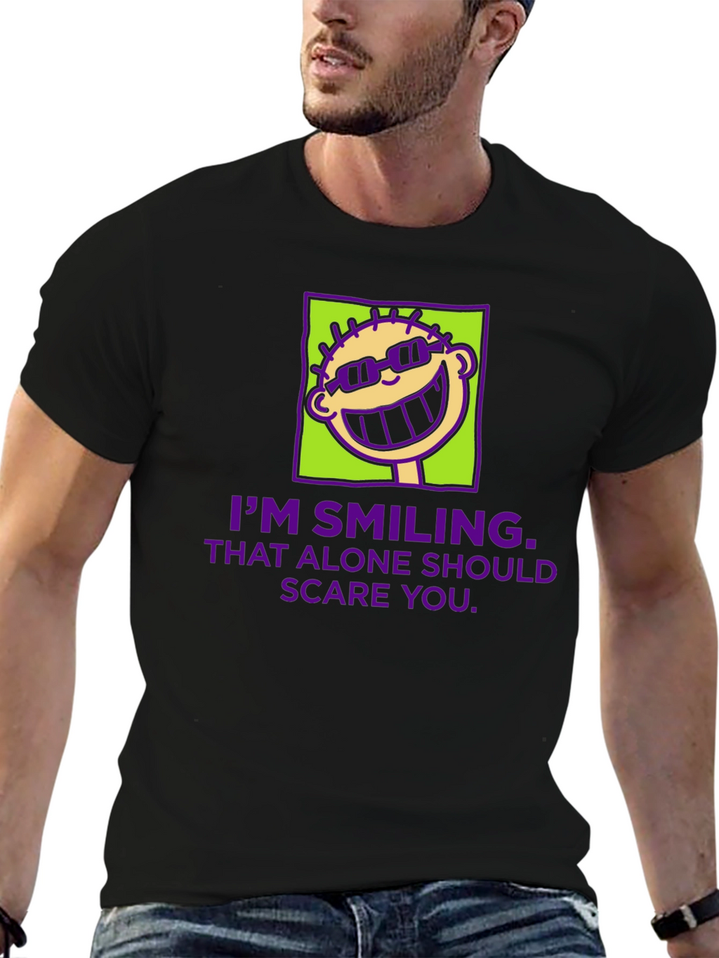 Smiling Face Graphic Tee - Funny Sarcastic T-Shirt