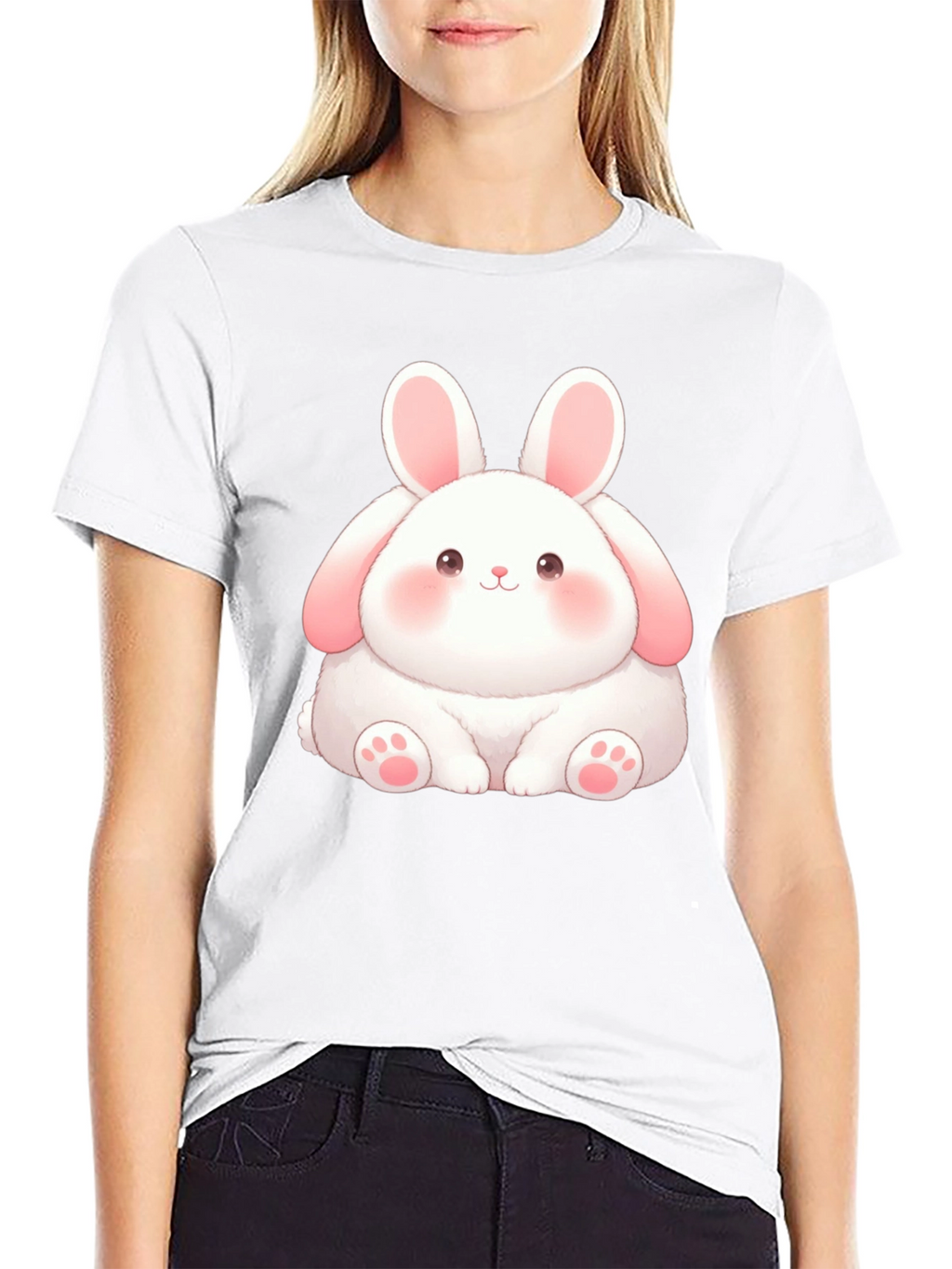 Cute Bunny Graphic Tee - Soft Cotton Blend