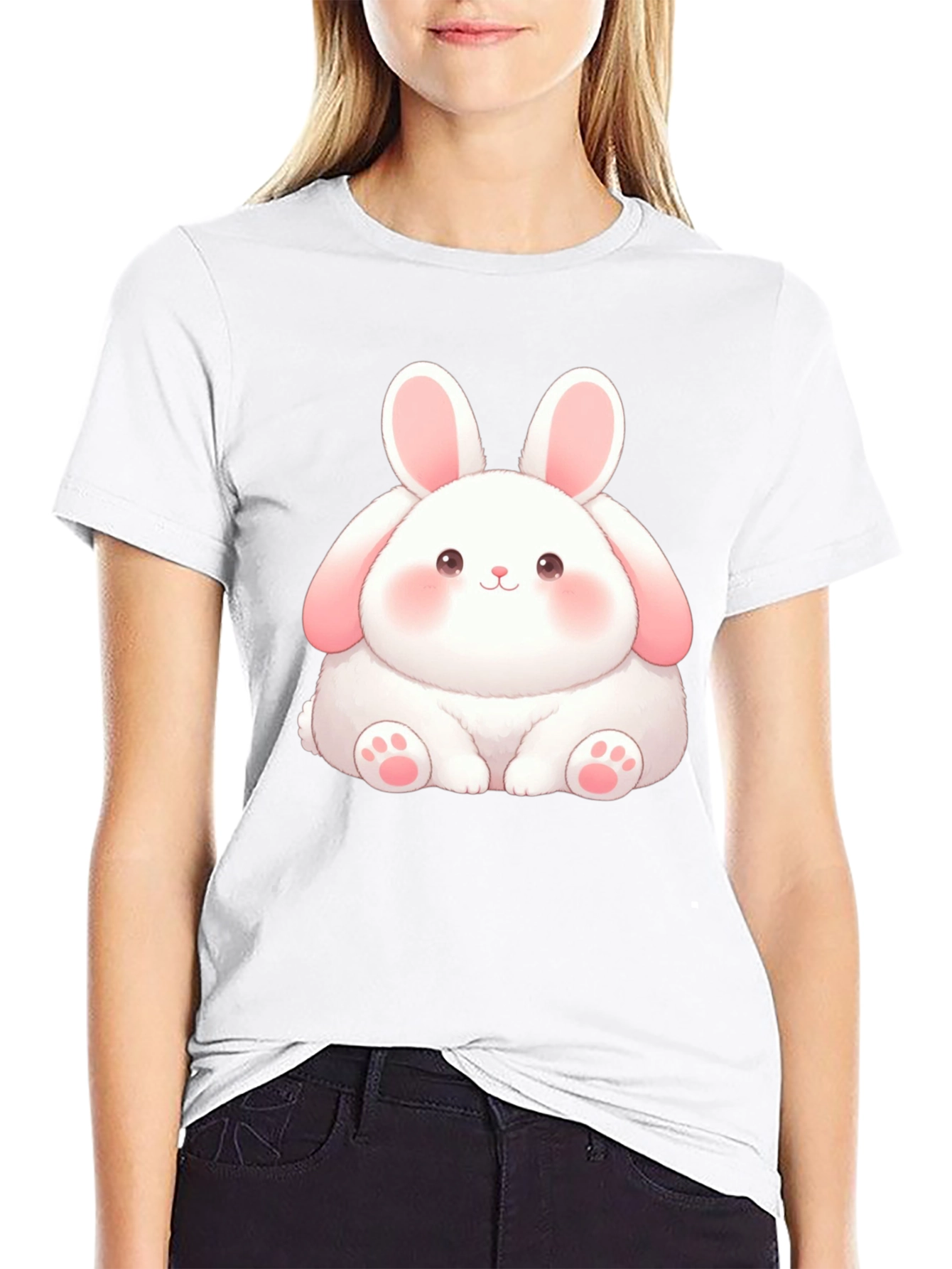 Cute Bunny Graphic Tee - Soft Cotton Blend