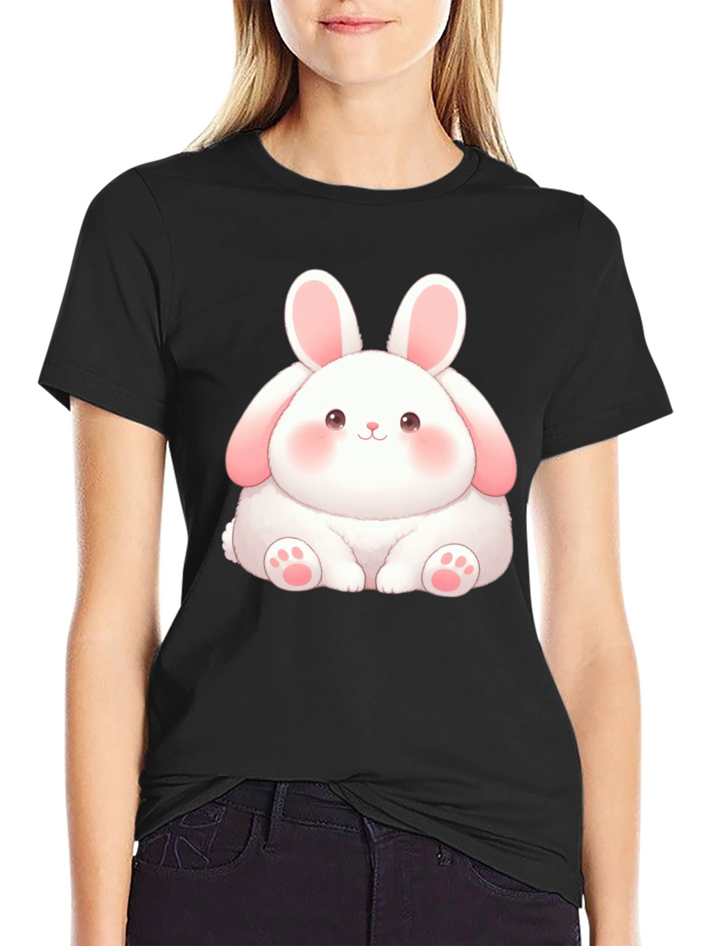Cute Bunny Graphic Tee - Soft Cotton Blend