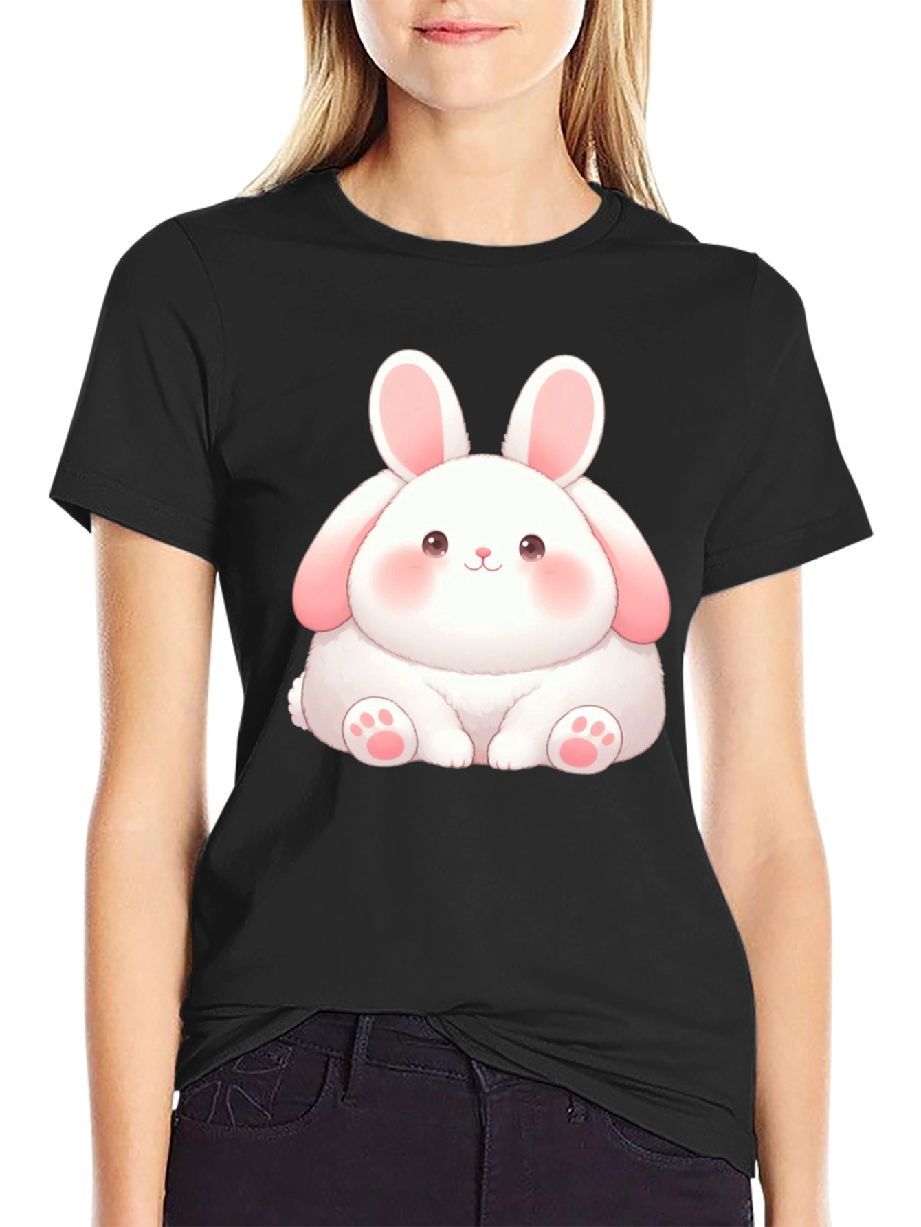 Cute Bunny Graphic Tee - Soft Cotton Blend