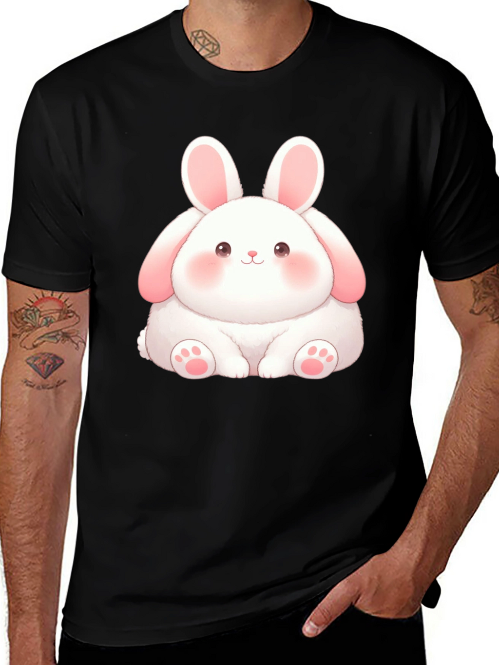 Cute Bunny Graphic Tee - Soft Cotton Blend