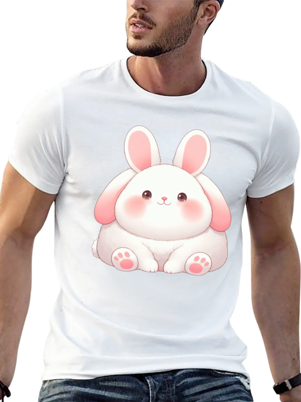 Cute Bunny Graphic Tee - Soft Cotton Blend