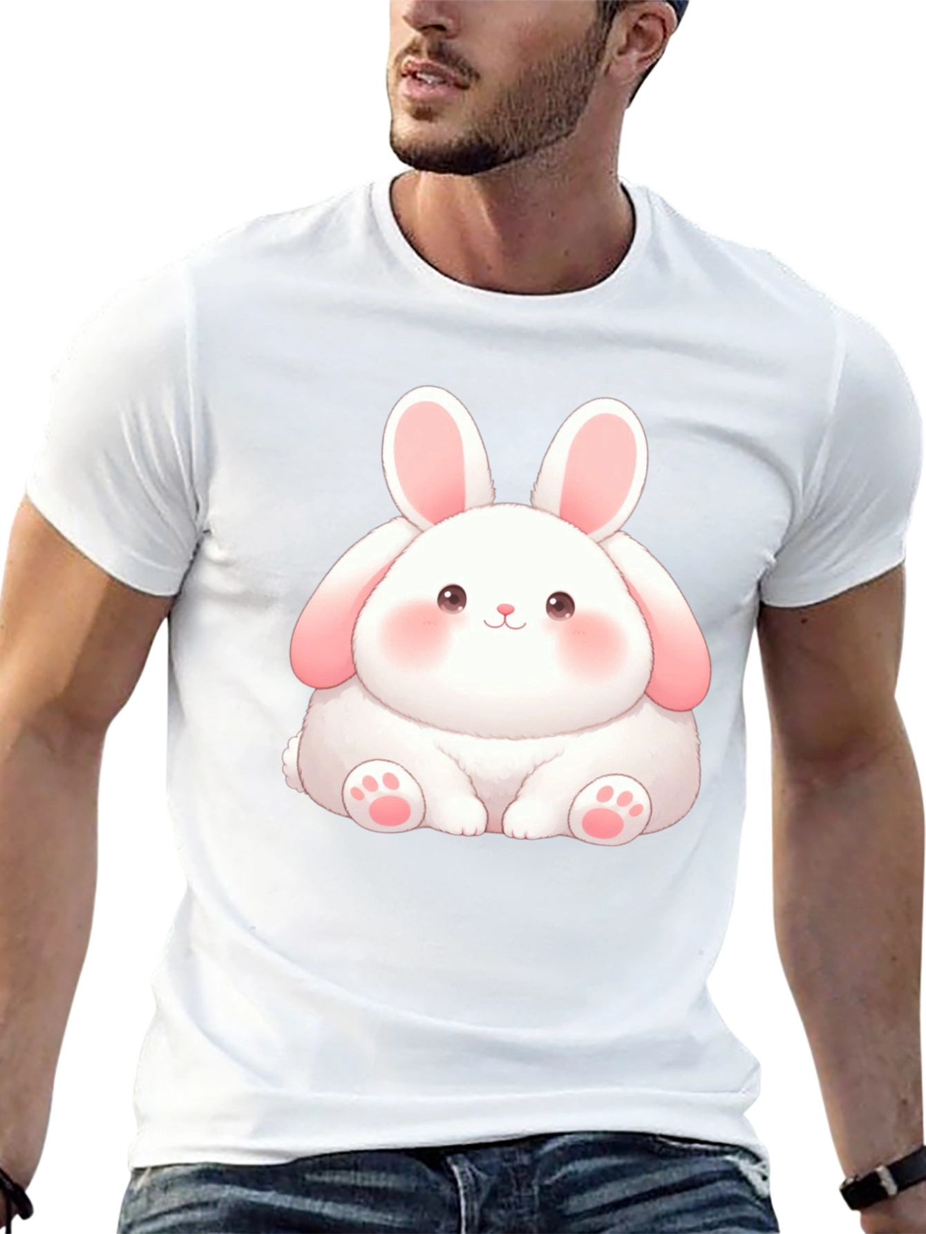 Cute Bunny Graphic Tee - Soft Cotton Blend