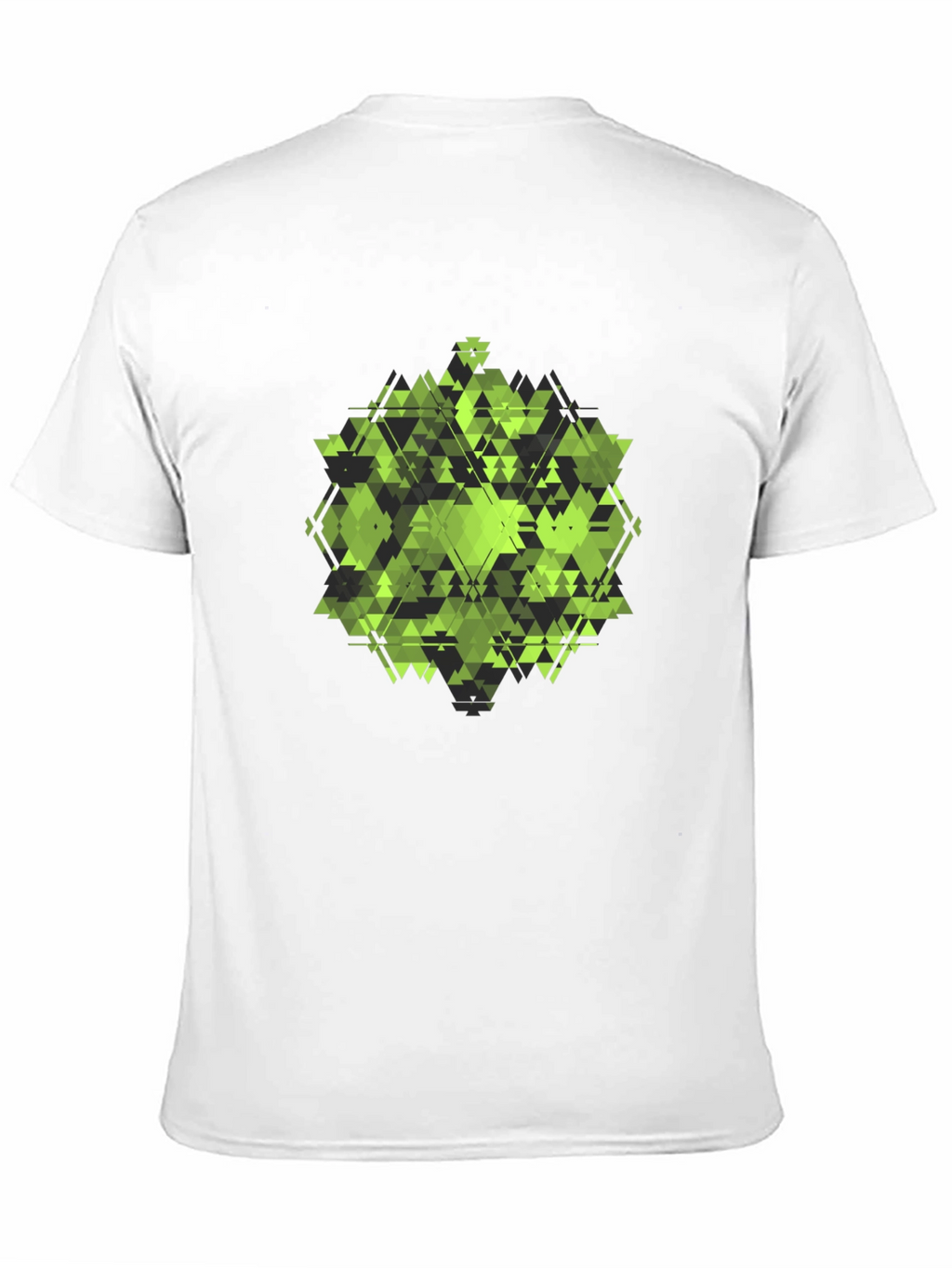 Geometric Green Triangle Pattern Black T-Shirt