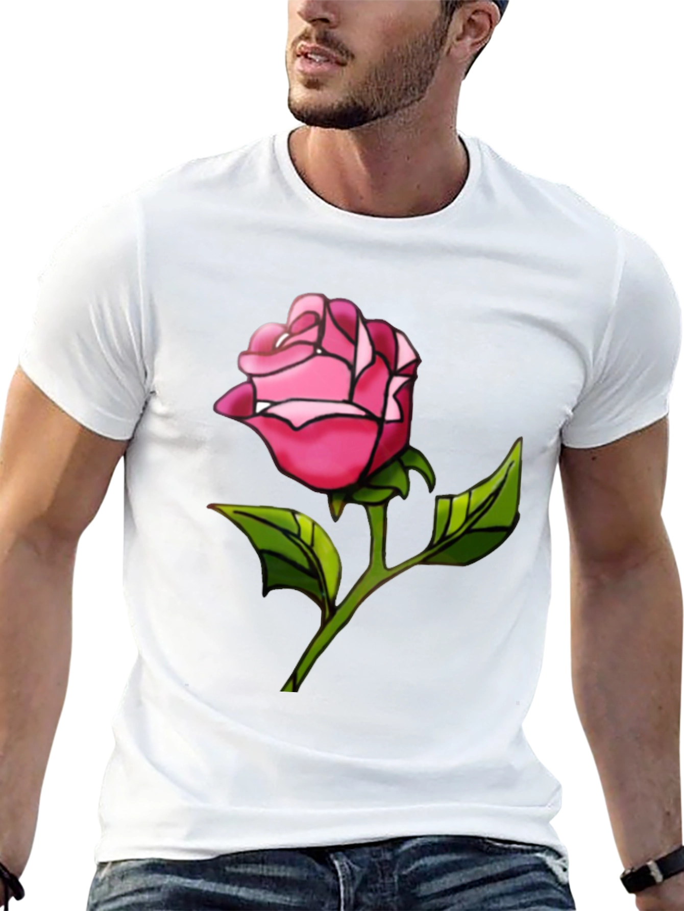Rose Graphic Tee - Black Casual T-Shirt