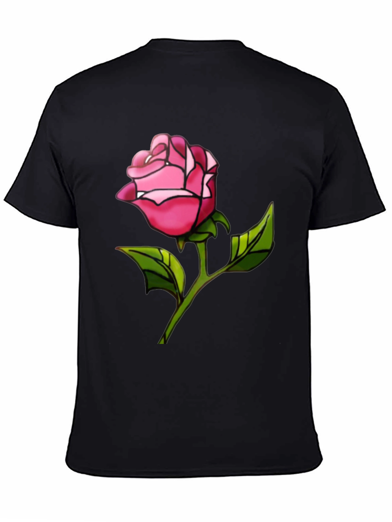 Rose Graphic Tee - Black Casual T-Shirt