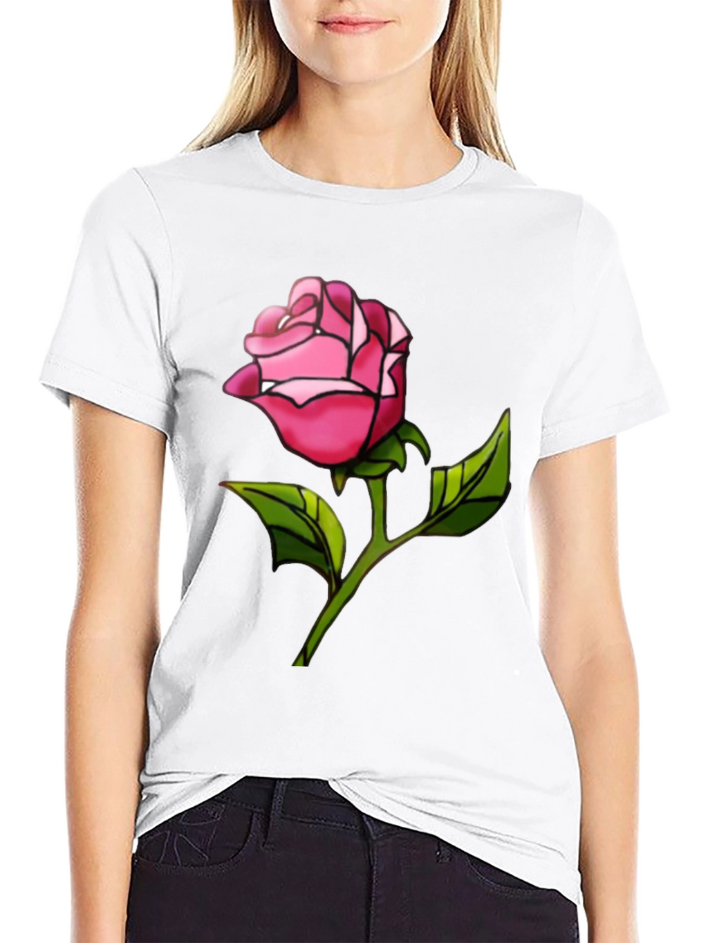 Rose Graphic Tee - Black Casual T-Shirt