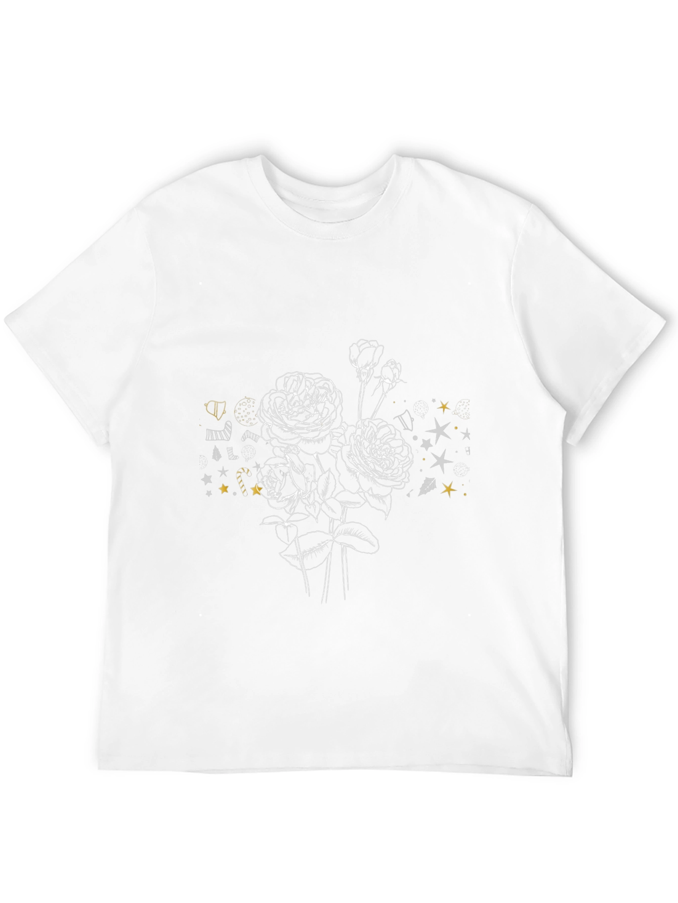Floral Sketch Graphic Tee - Stylish Black T-Shirt