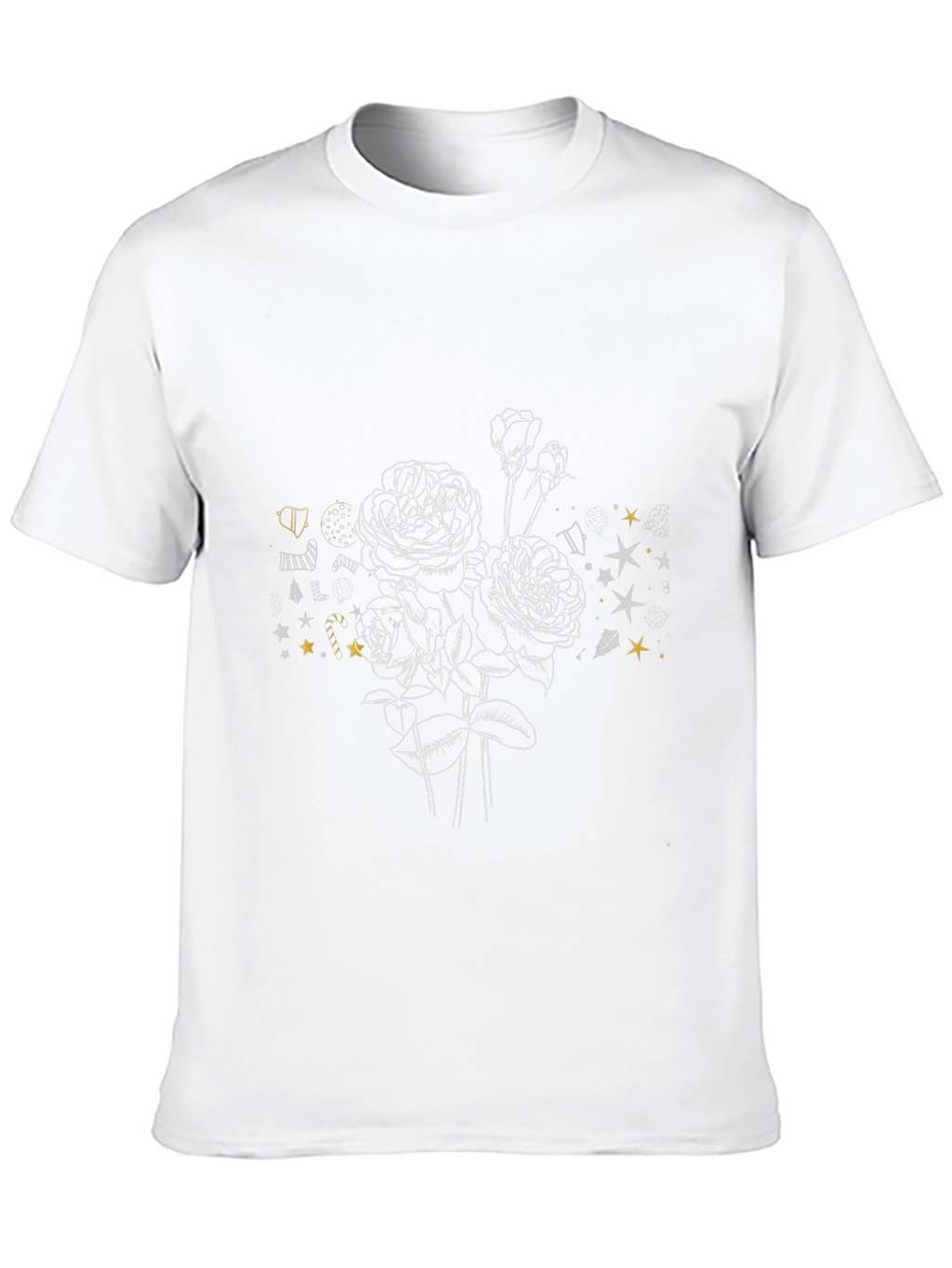 Floral Sketch Graphic Tee - Stylish Black T-Shirt